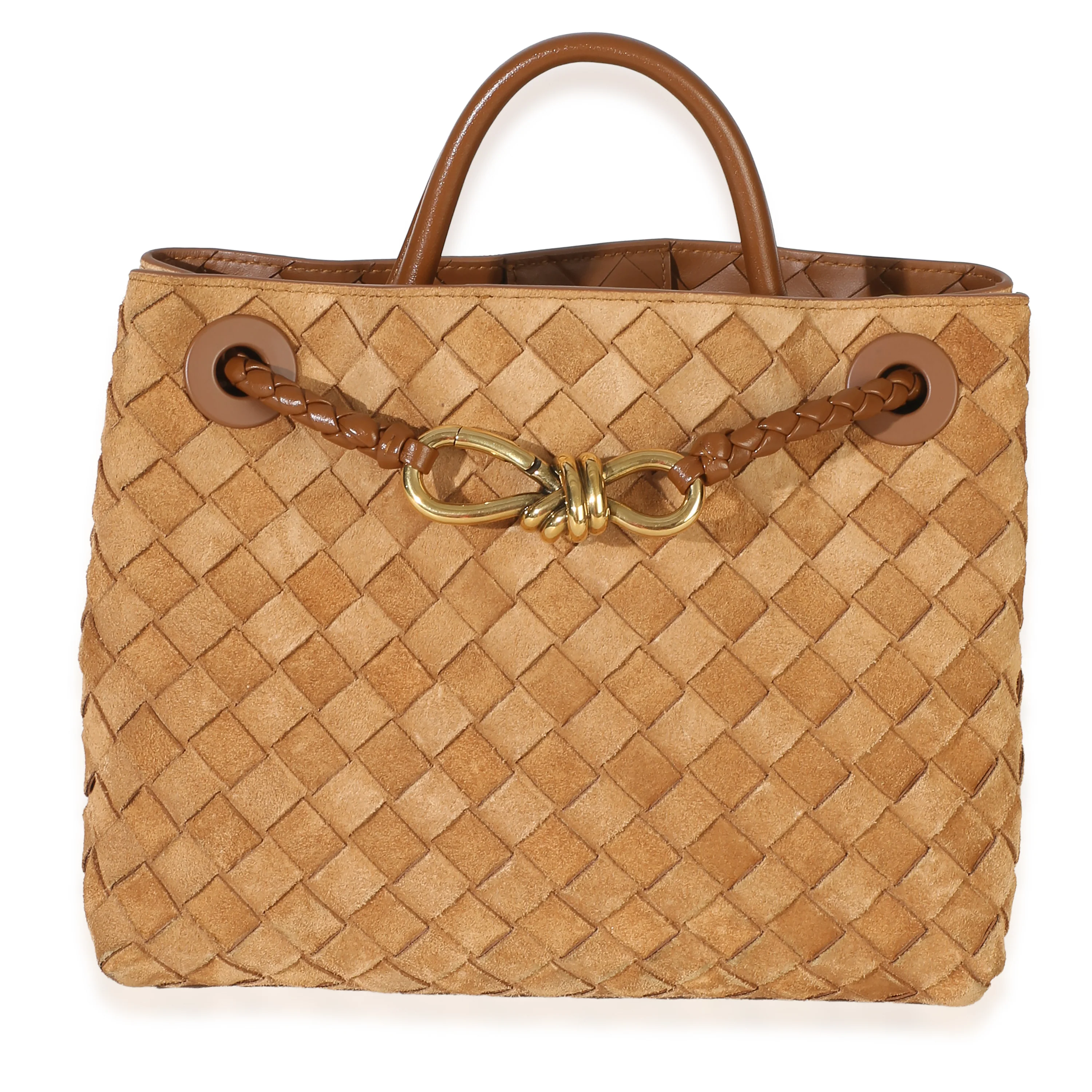 Amber Suede Intrecciato Small Andiamo Bag