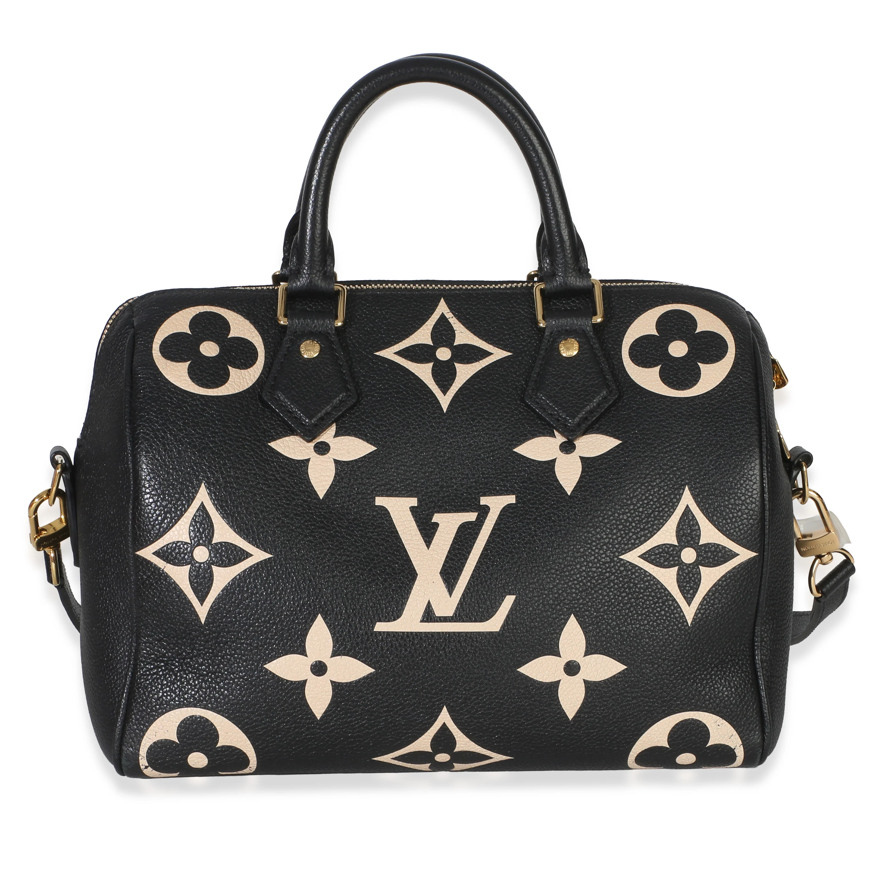 Black Beige Monogram Empreinte Giant Speedy Bandouliere 25