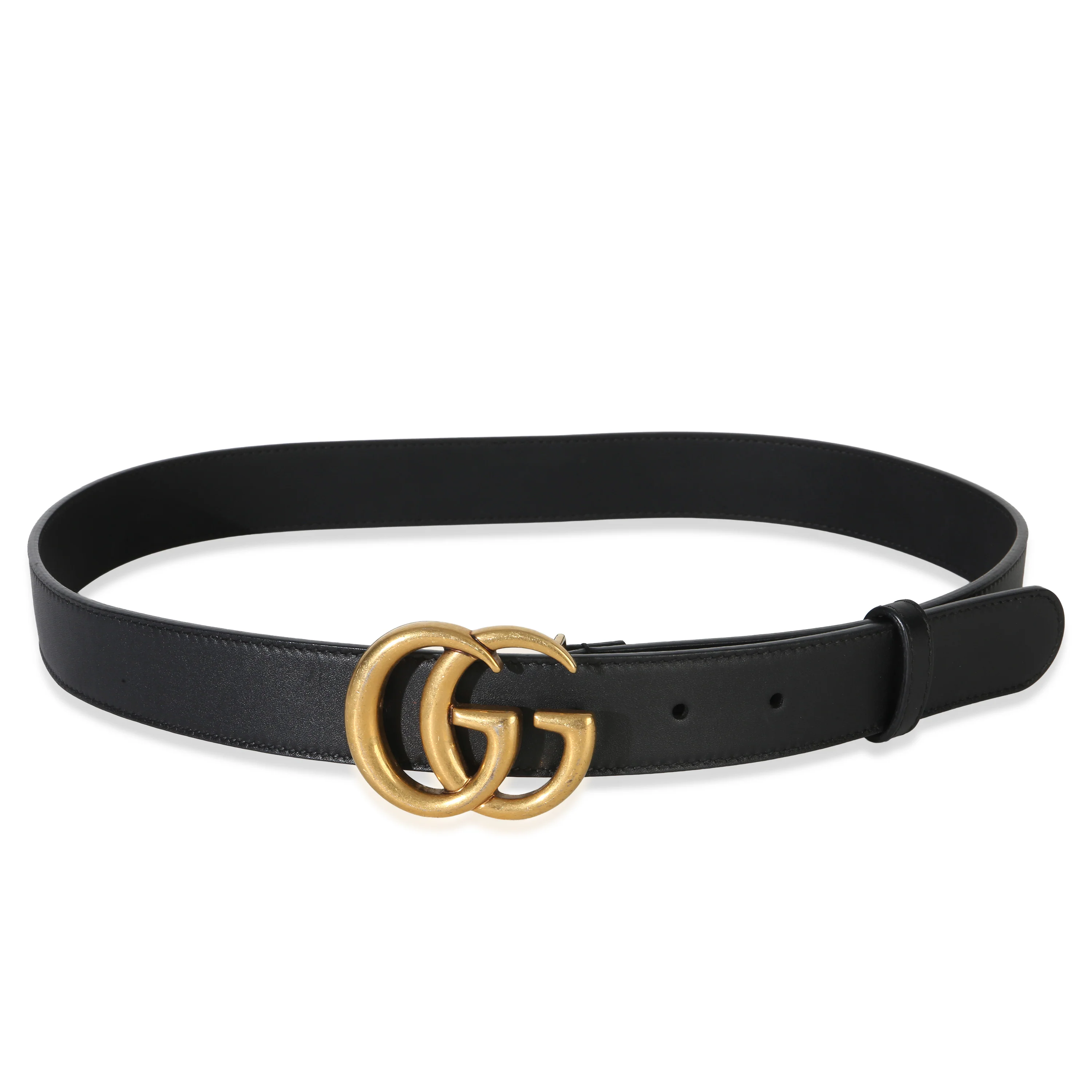 Black Calfskin GG Thin Marmont Belt 85/34