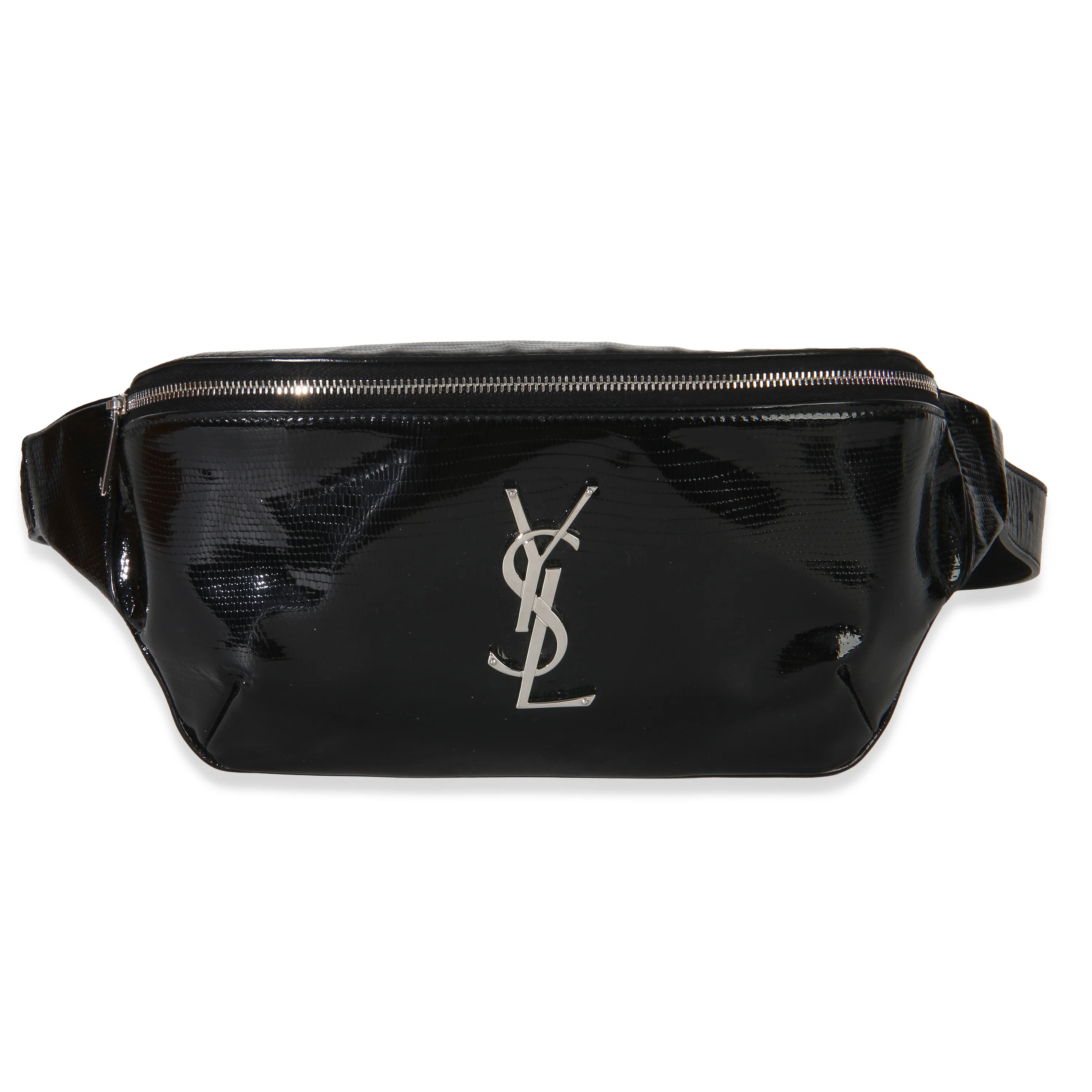 Black Calfskin Lizard Embossed Monogram Belt Bag