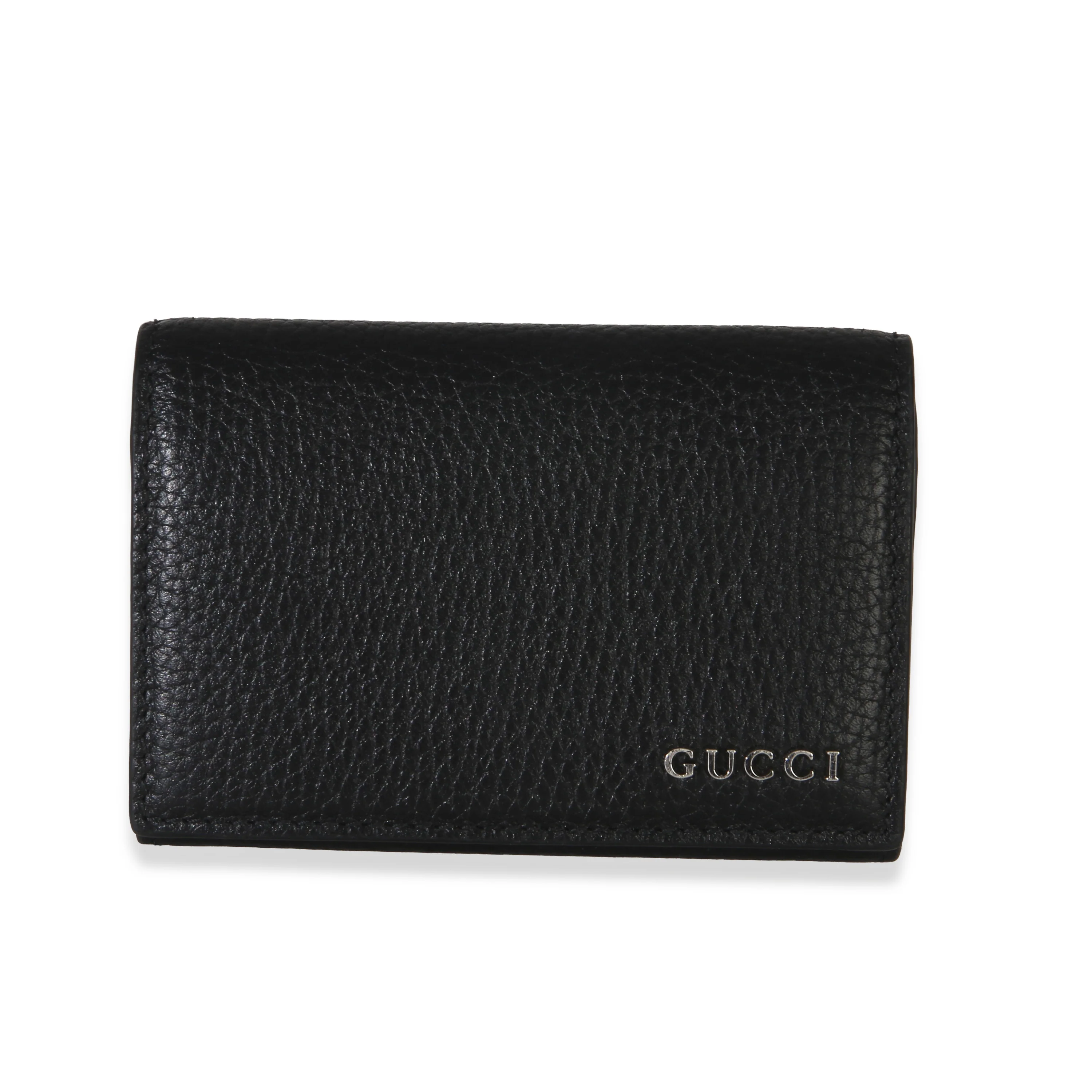 Black Dollar Calfskin Logo Card Case Wallet
