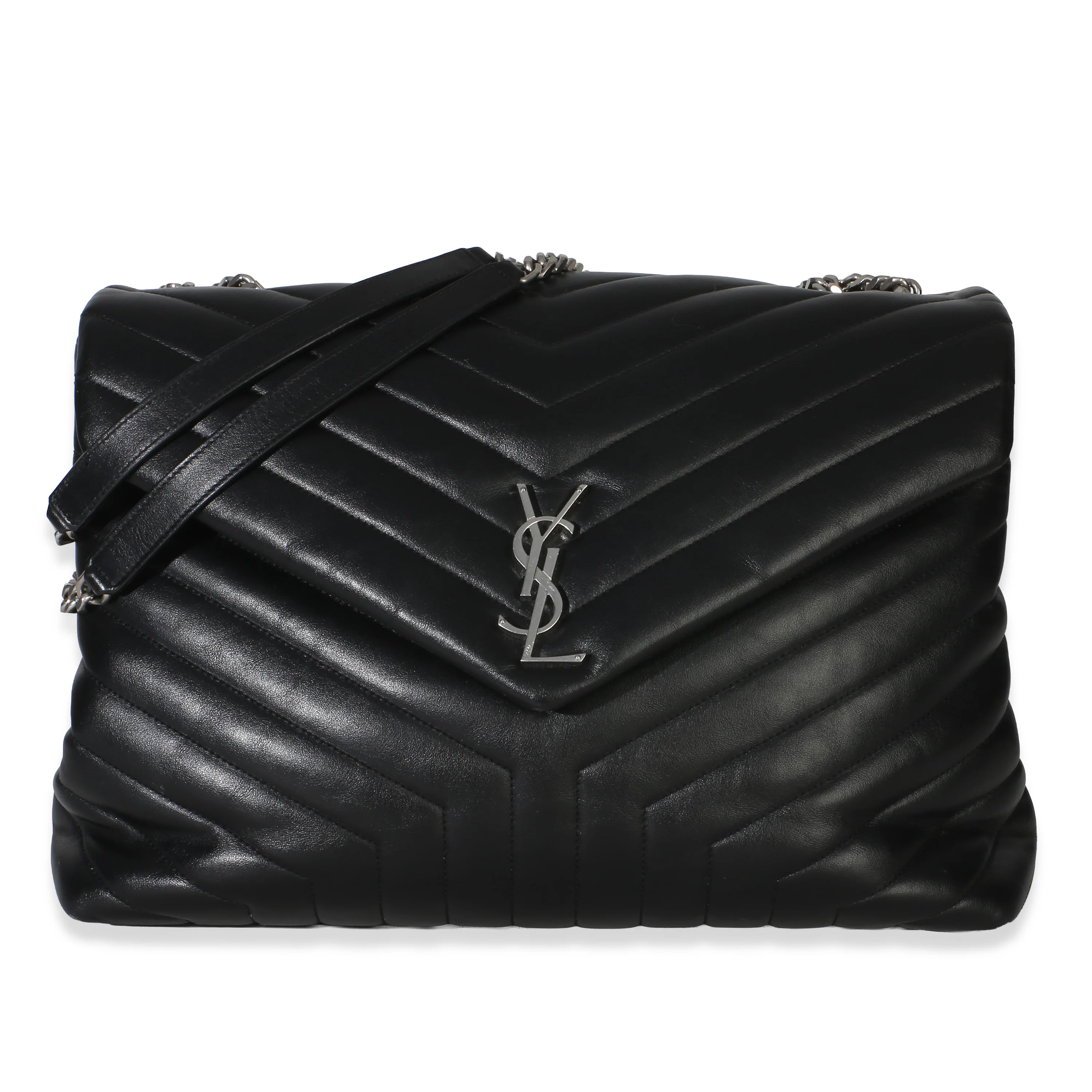 Black Matelassé Calfskin Large Loulou Bag