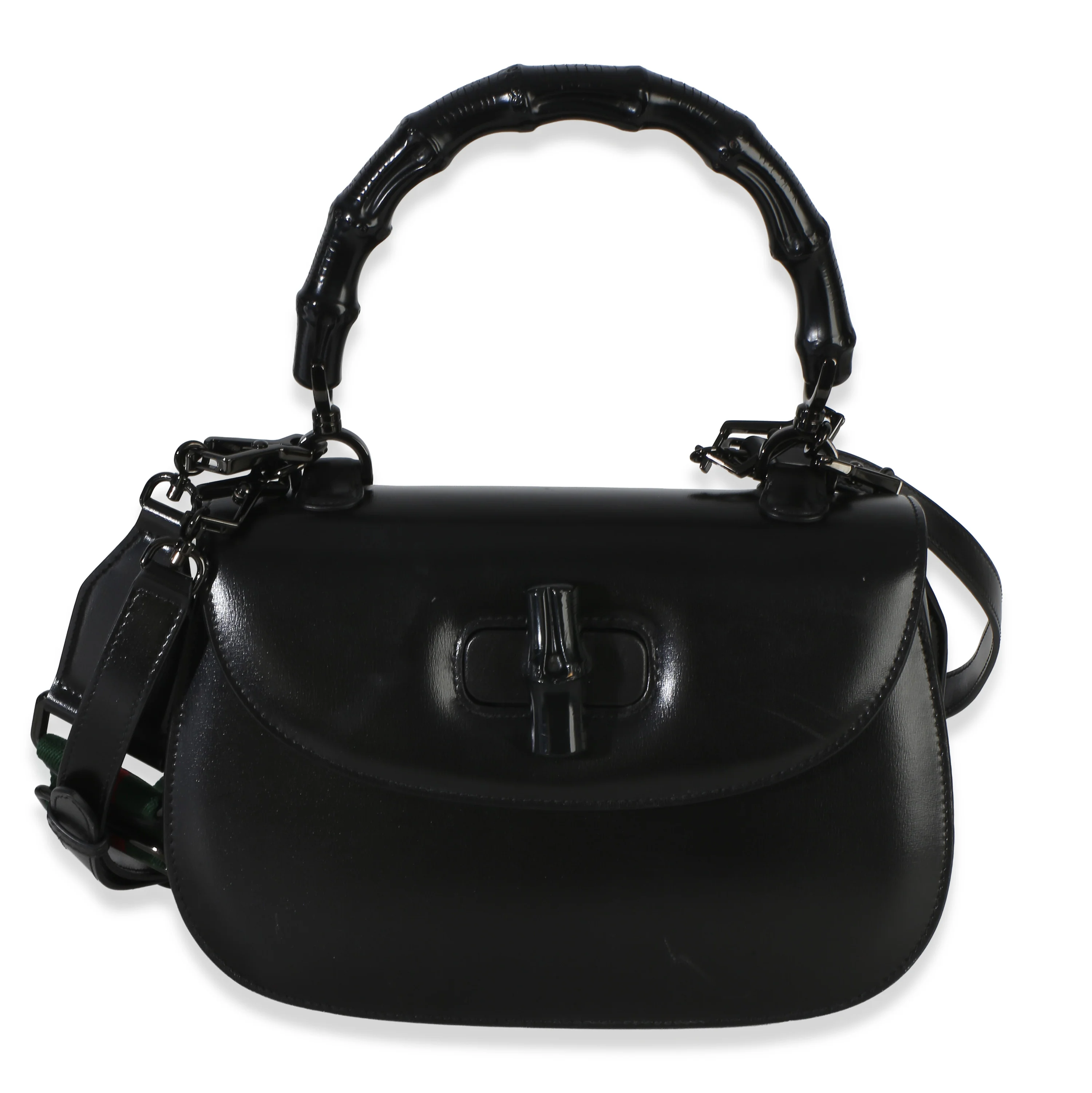 Black Monochrome Boarded Dyana Lux Medium Bamboo 1947 Top Handle Bag