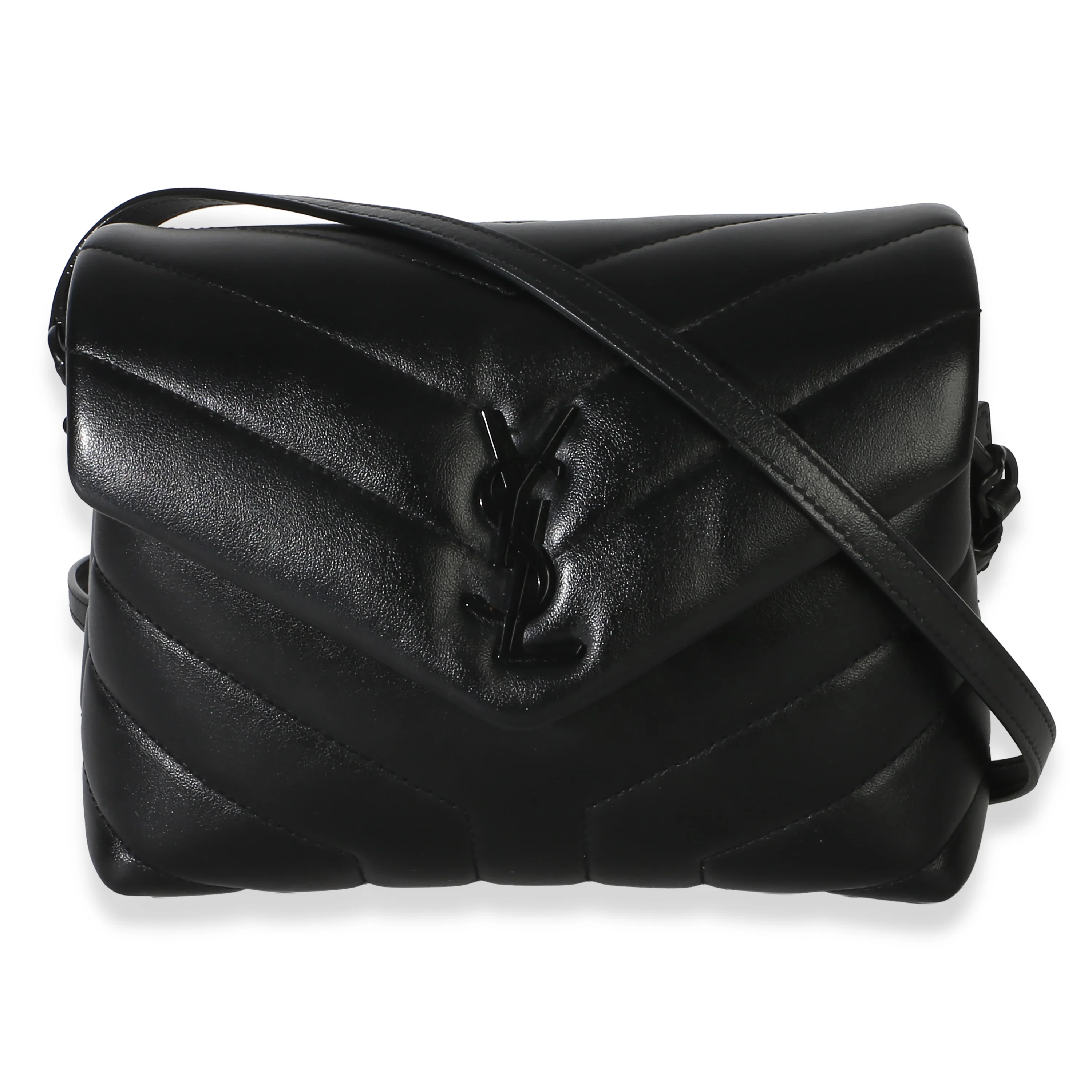 Black Monochrome Calfskin Y Quilted Toy Loulou Crossbody