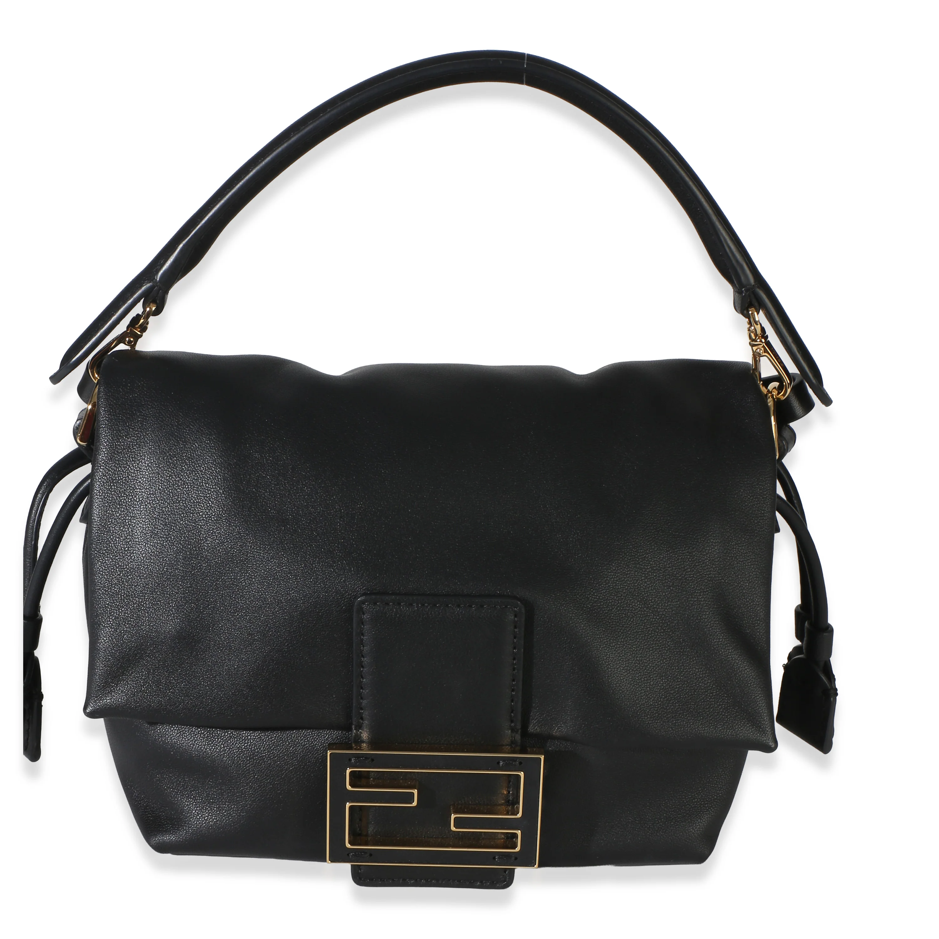 Black Nappa Small Mamma Baguette