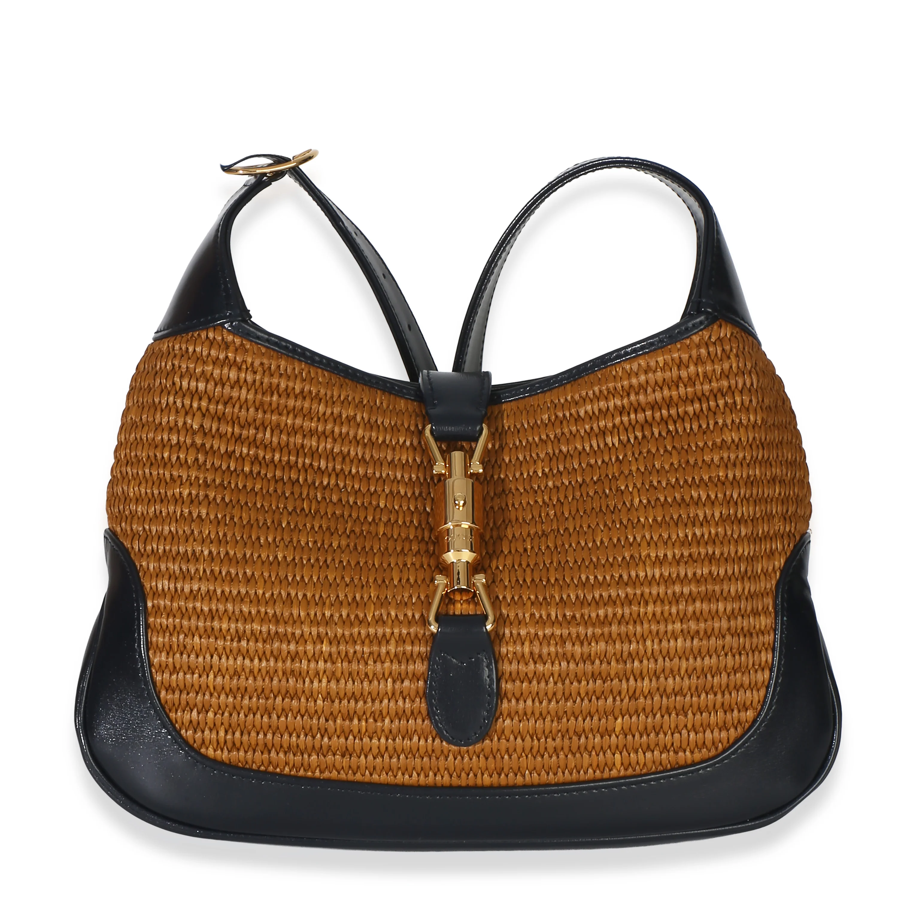 Black Natural Straw Boarded Dyana Lux Calfskin Small Jackie 1961 Hobo