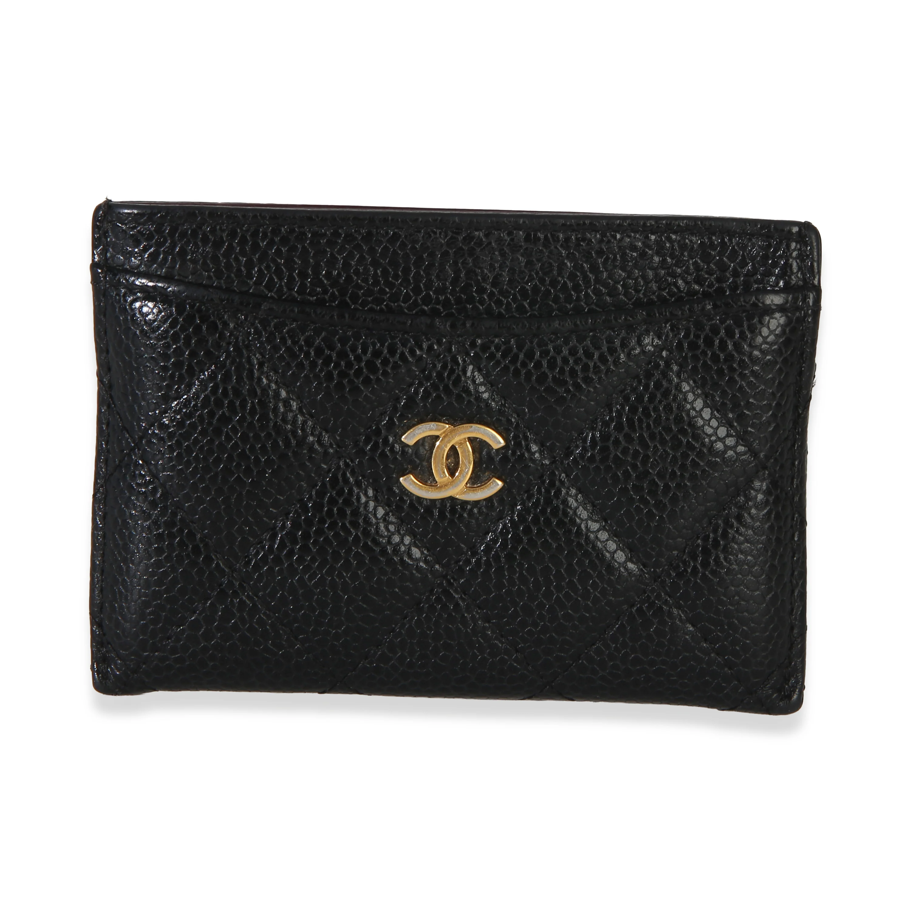 Black Quilted Caviar Classic Card Holder