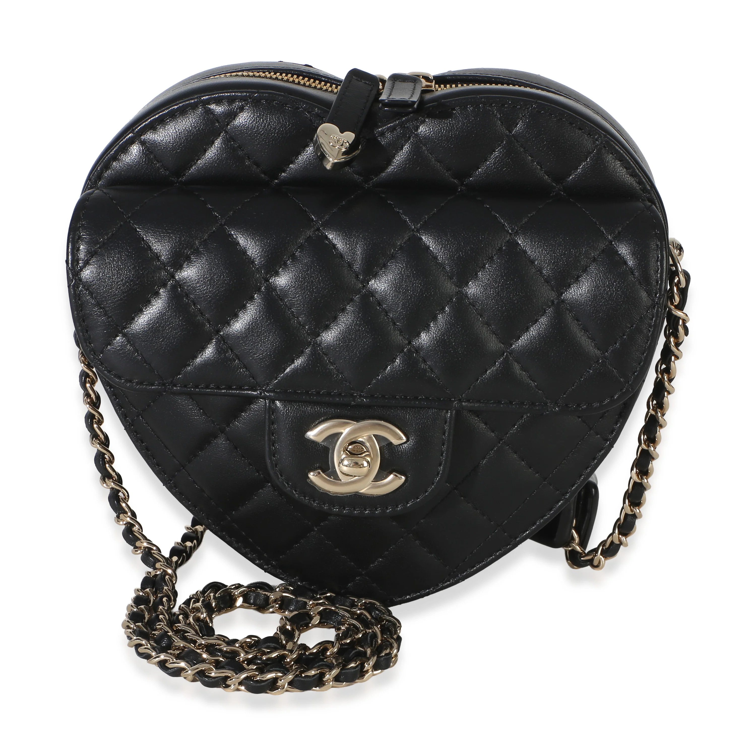Black Quilted Lambskin CC In Love Heart Bag