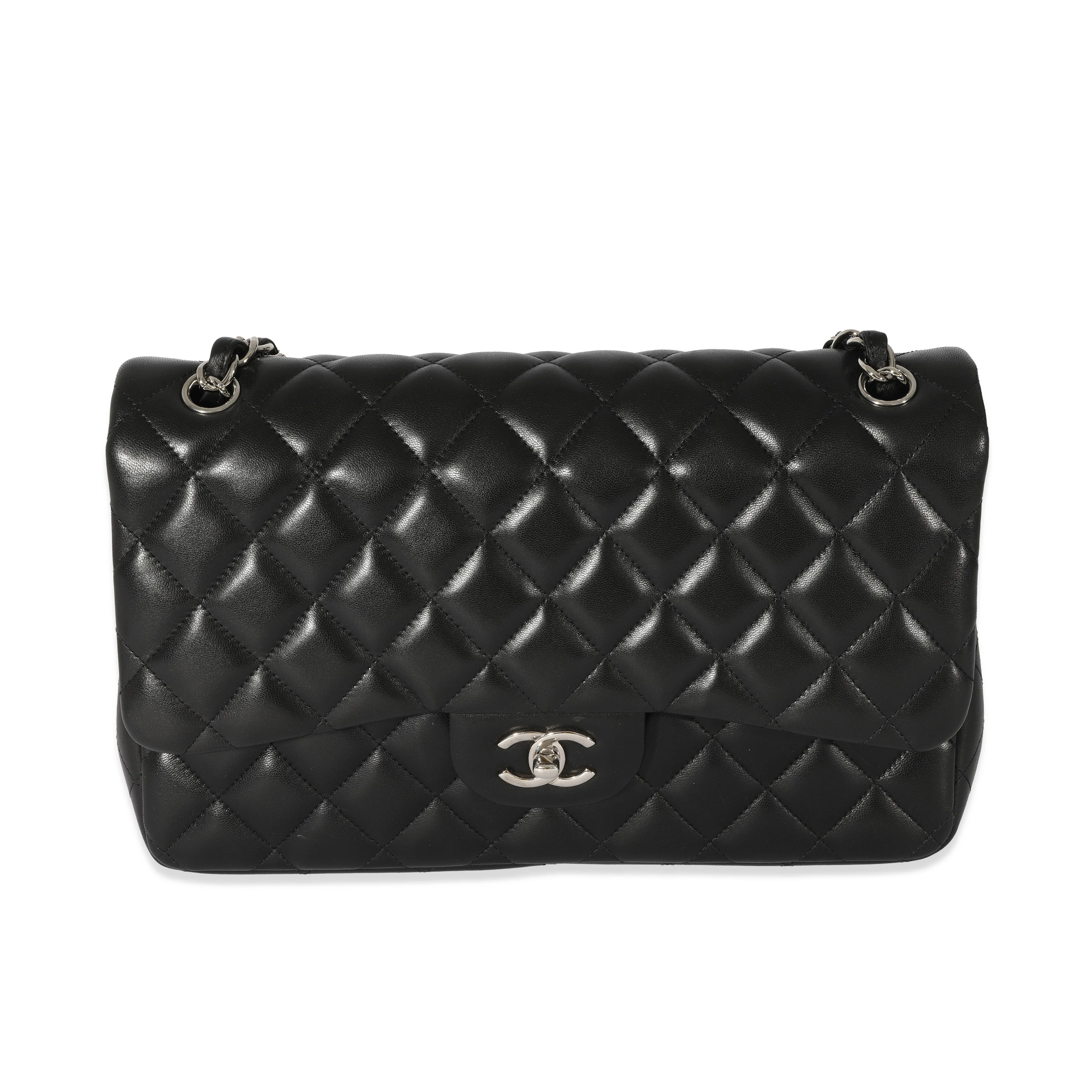 Black Quilted Lambskin Jumbo Classic Double Flap Bag