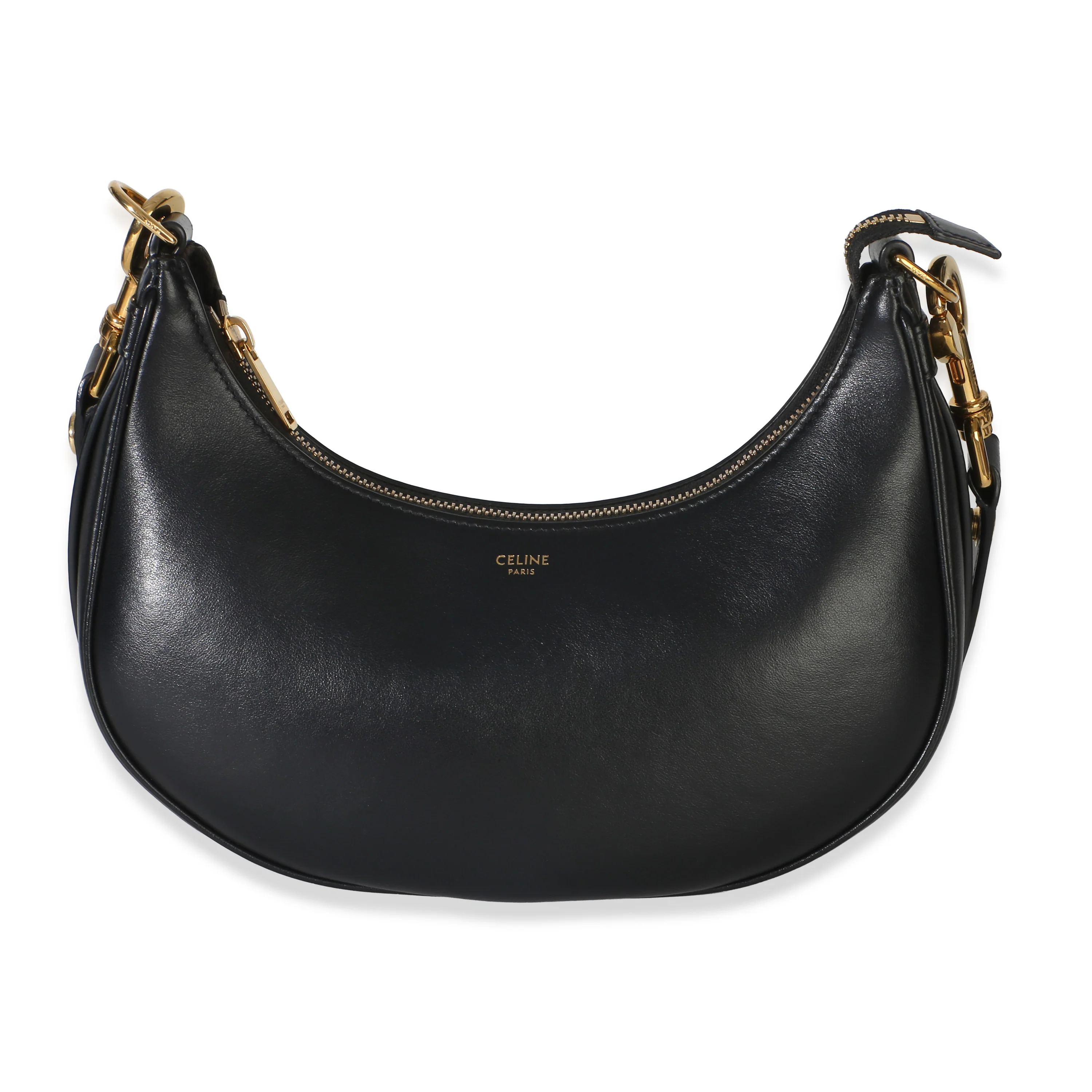 Black Smooth Calfskin Medium Ava Strap Bag