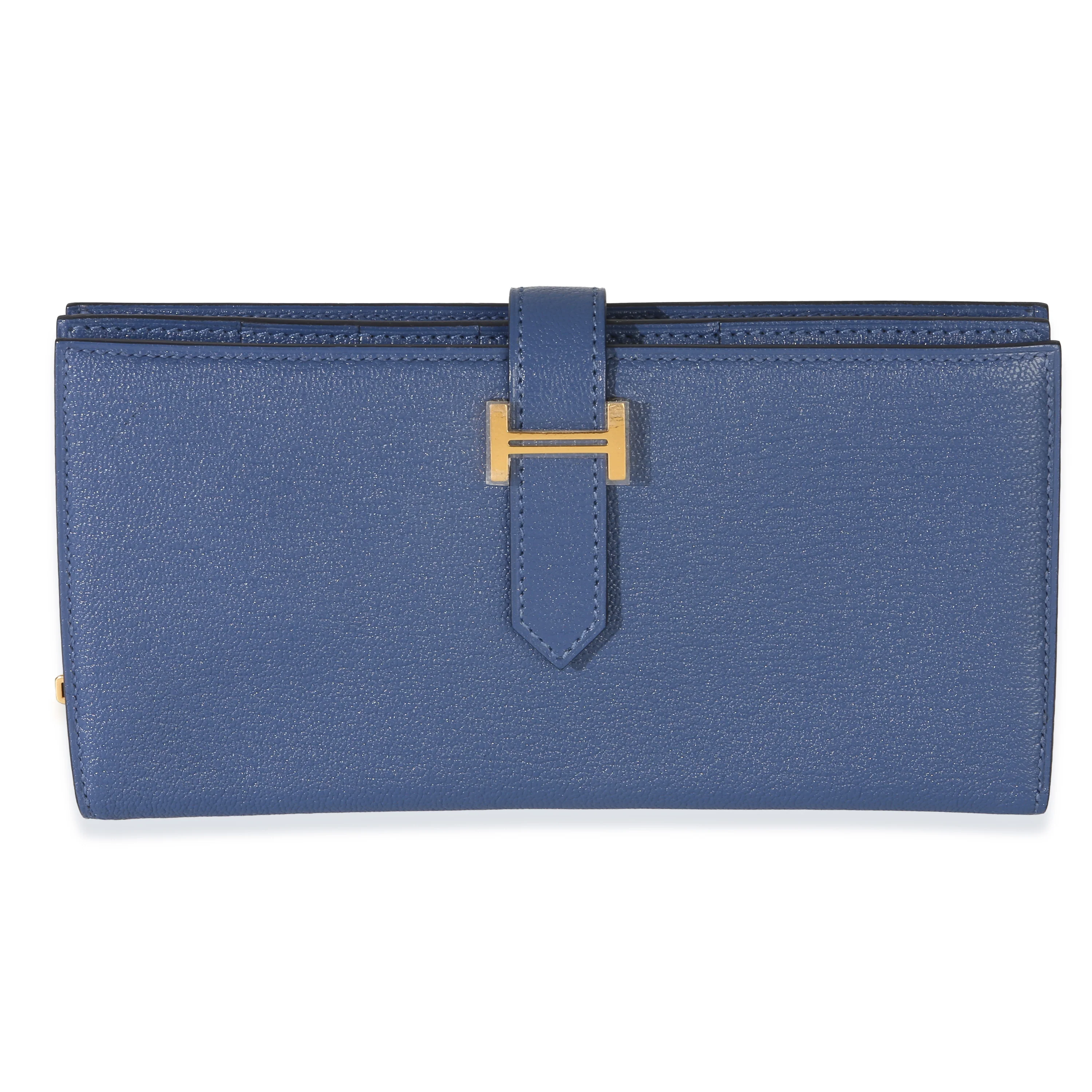 Bleu Brighton Chevre Mysore Bearn Wallet GHW