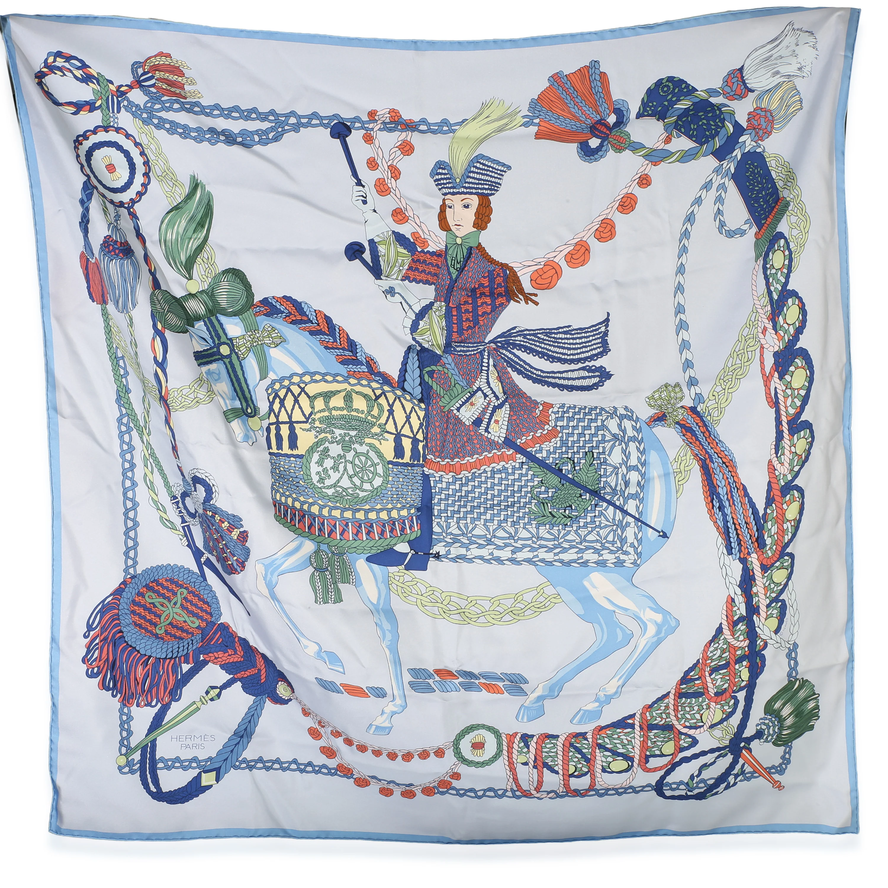 Bleu Ciel Silk Le Timbalier Scarf 90