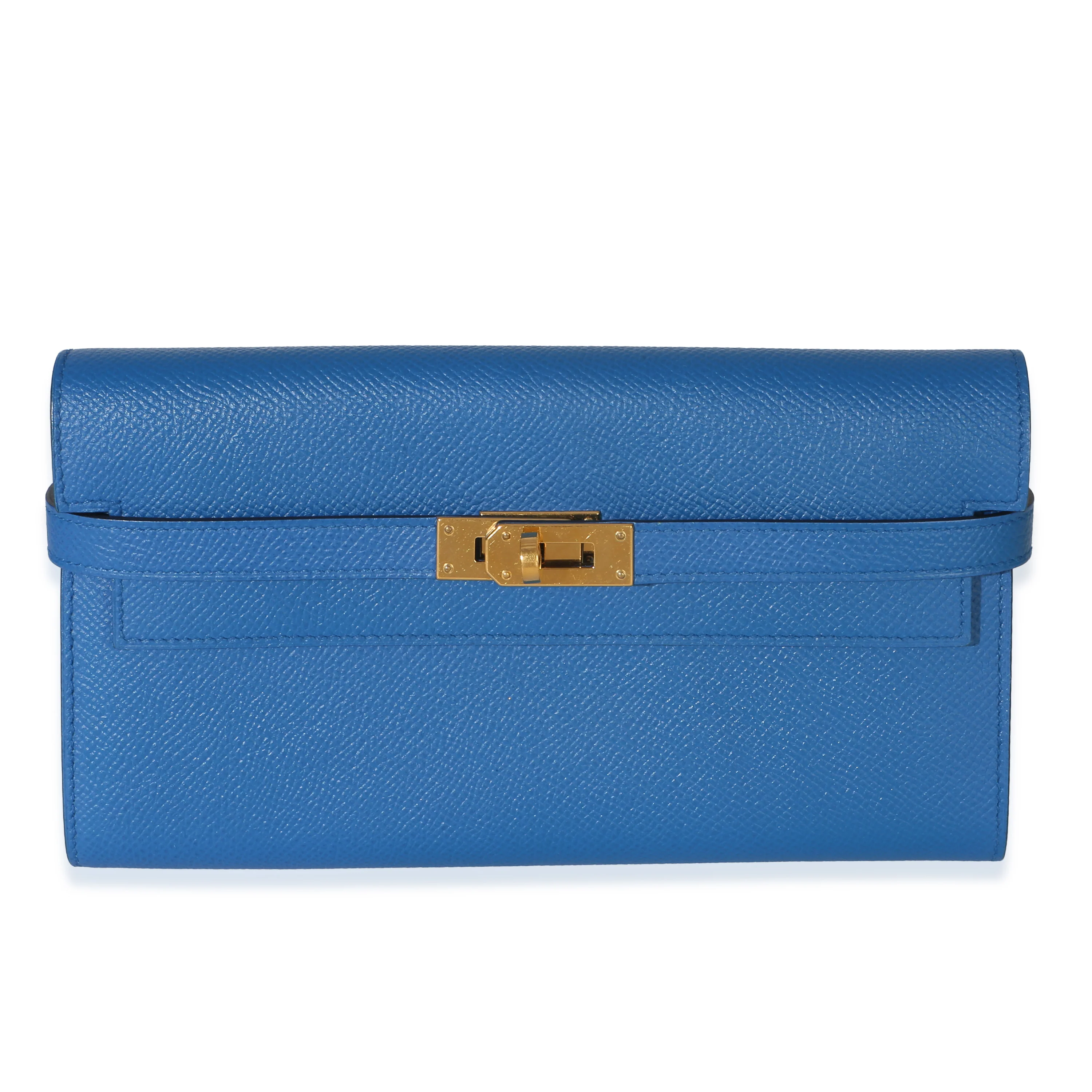 Bleu Hydra Epsom Kelly Longue Wallet GHW
