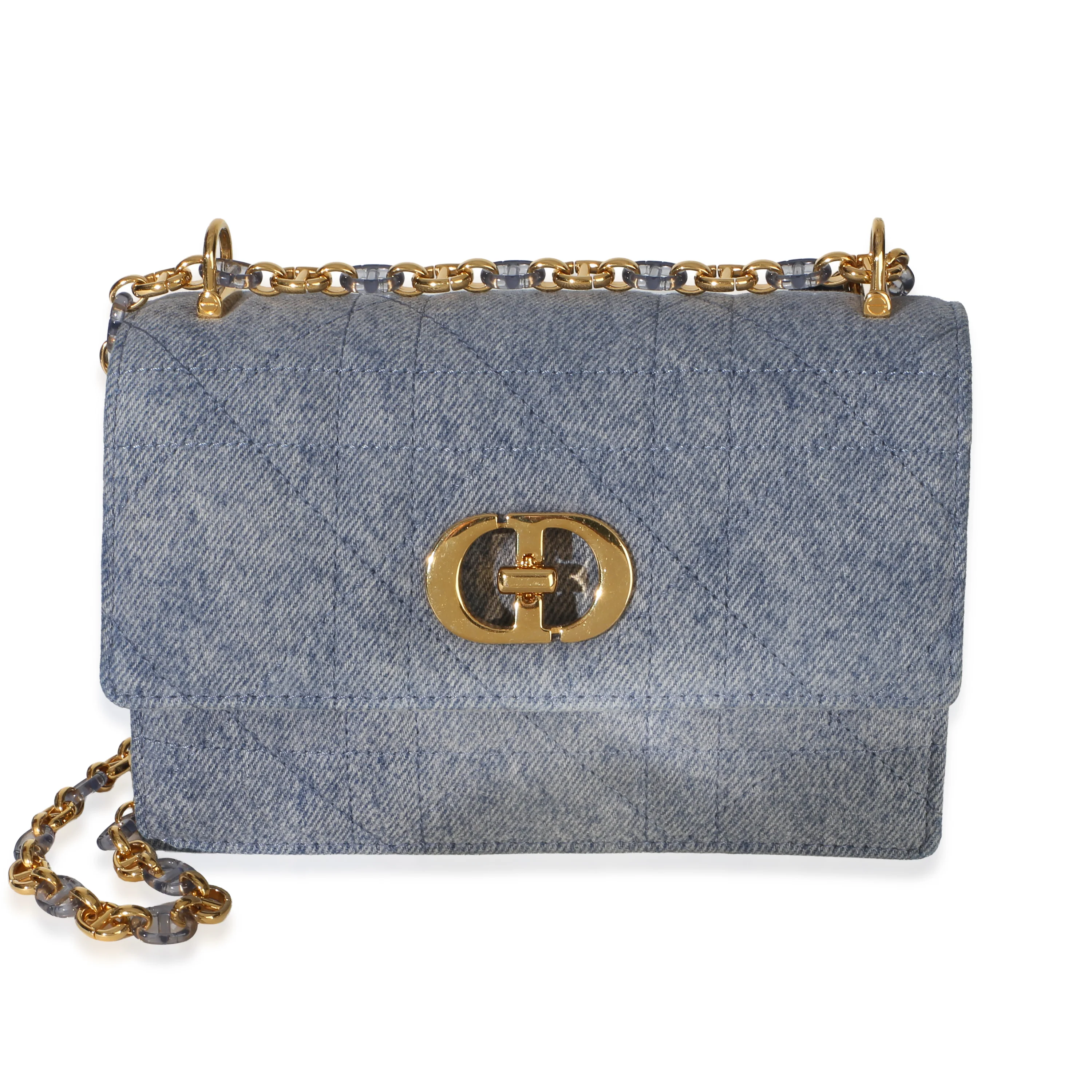 Blue Denim Lambskin Macrocannage Miss Caro Mini Bag