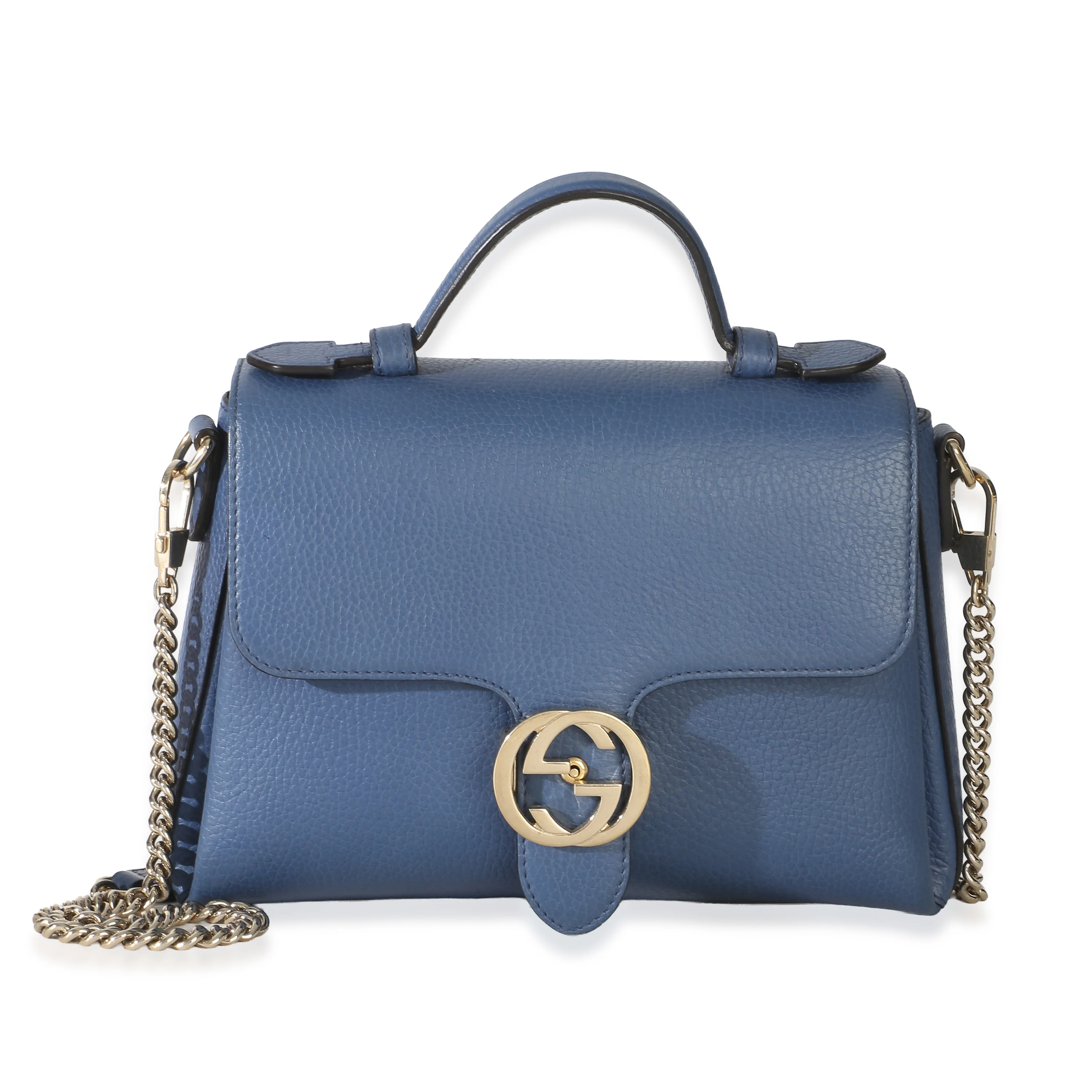 Blue Dollar Calfskin Interlocking GG Top Handle Bag