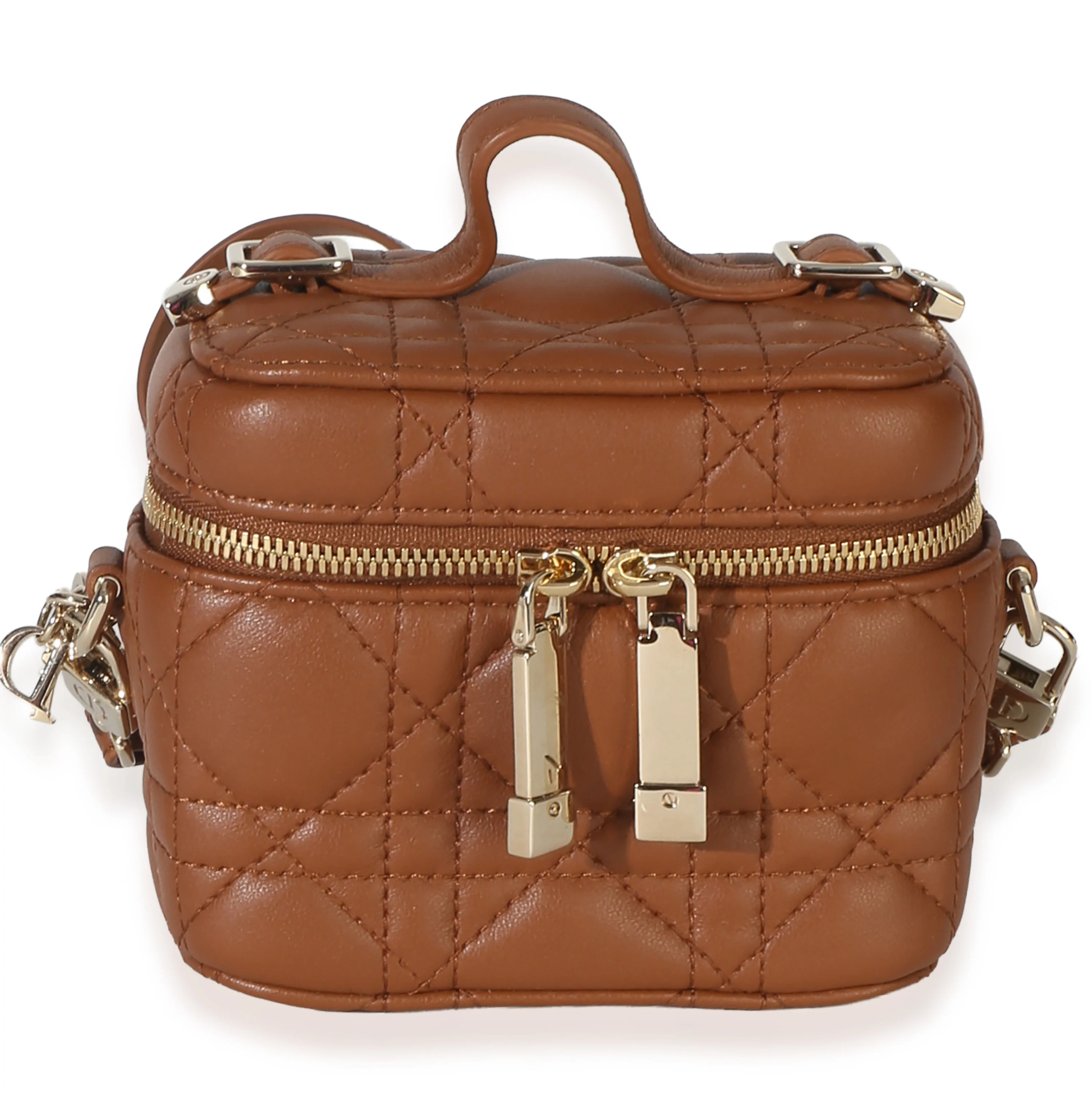 Brown Lambskin Cannage Micro Lady Dior Vanity Case