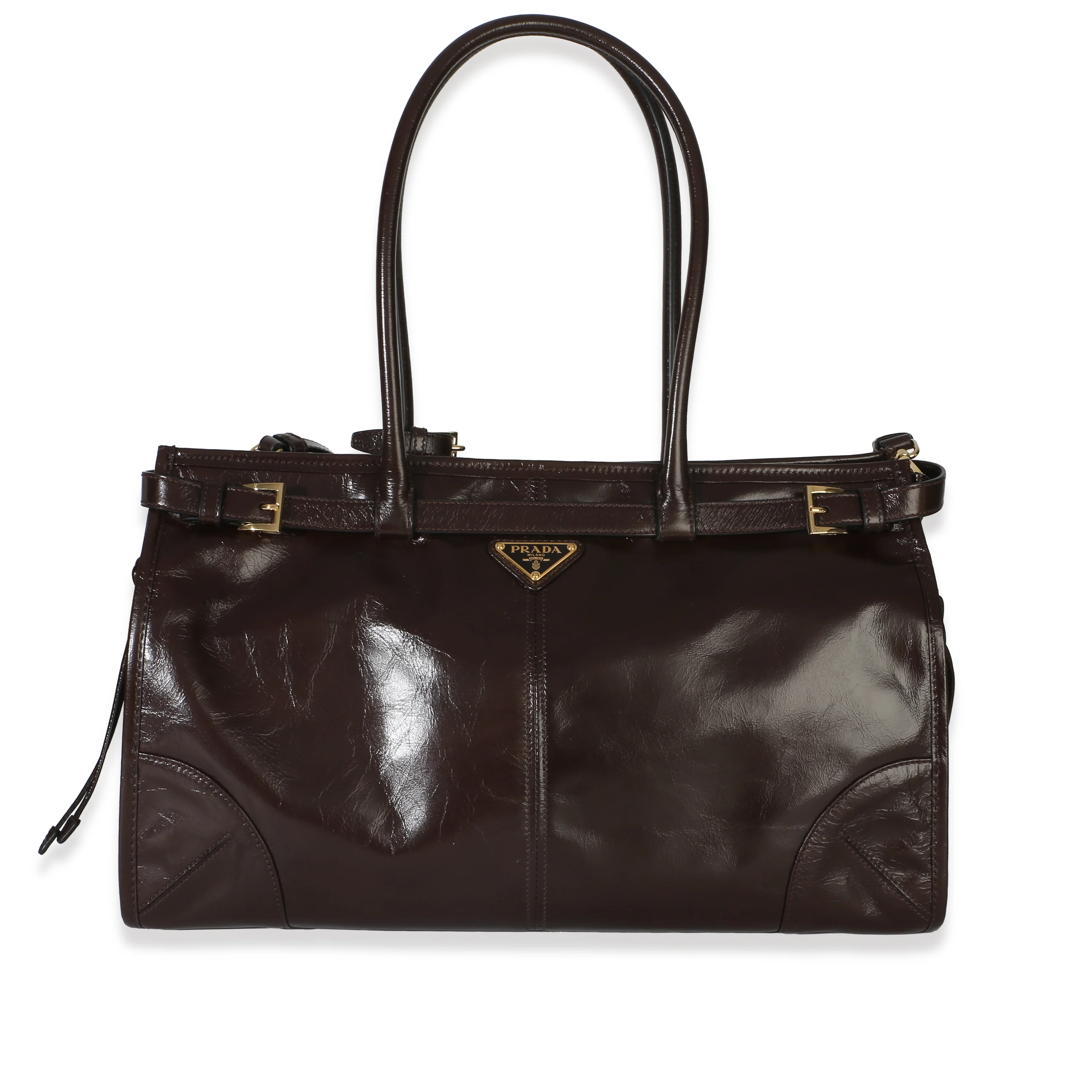Brown Shiny Nappa Large Bonnie Shoulder Bag