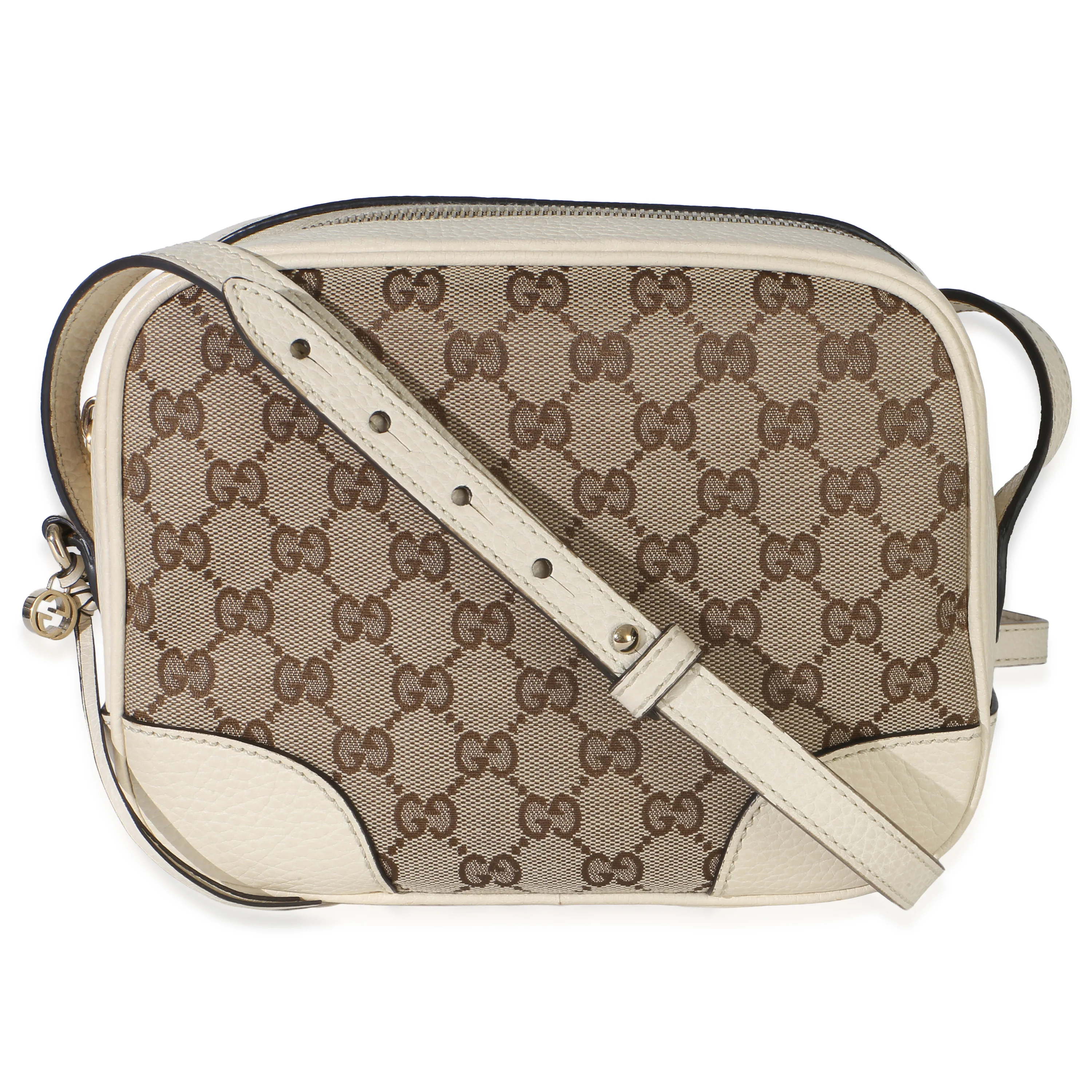 Cream Dollar Calfskin Beige GG Canvas Bree Mini Messenger Bag