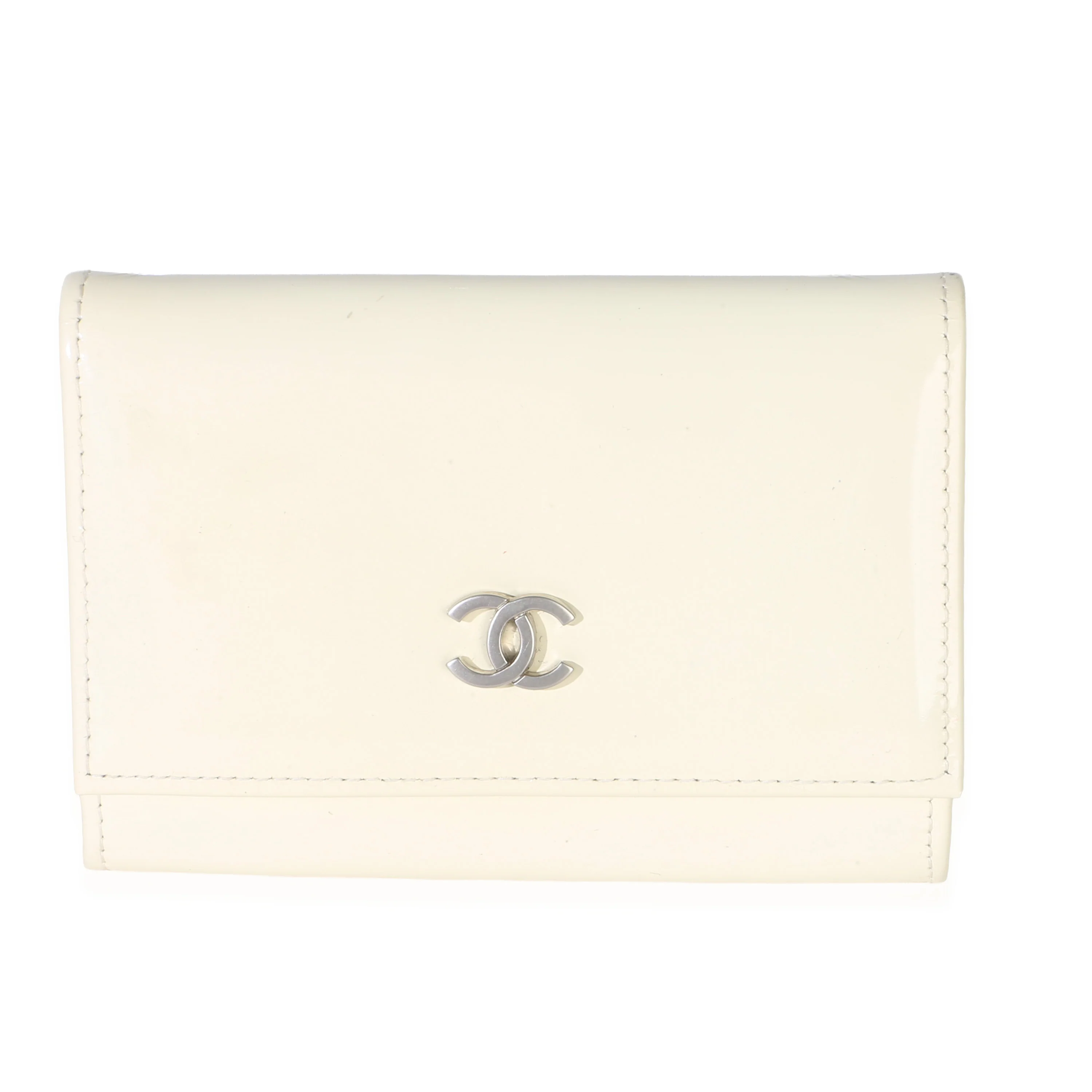 Creme Patent Card Holder Wallet