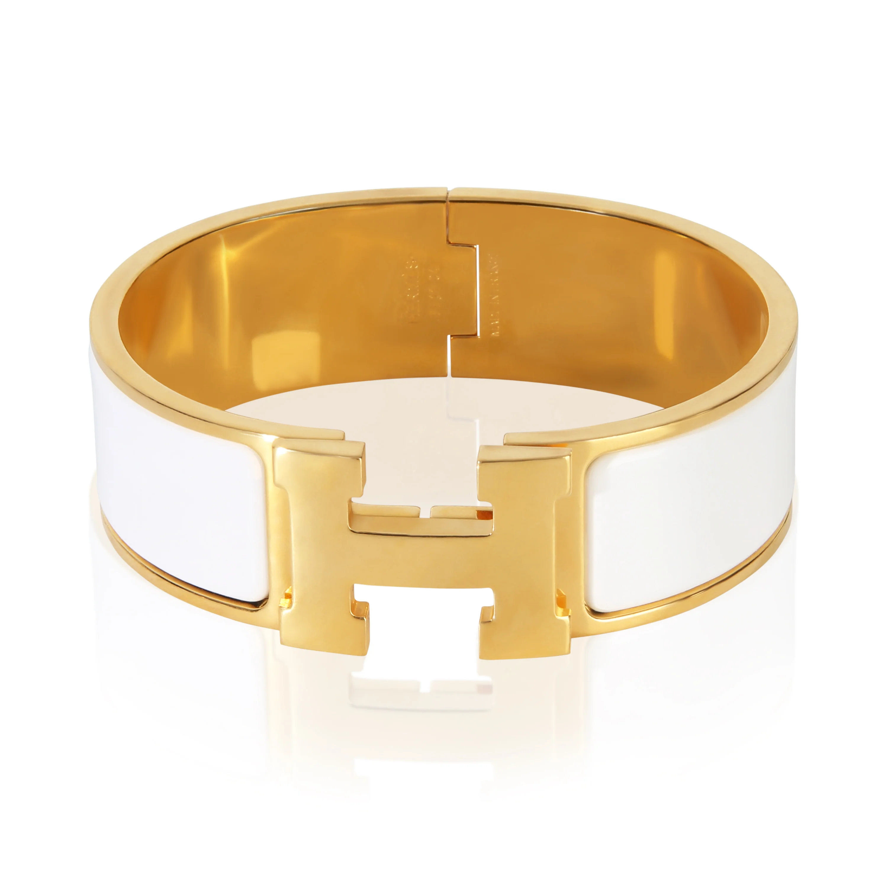 Gold-Plated  Clic Clac In Blanc Bracelet