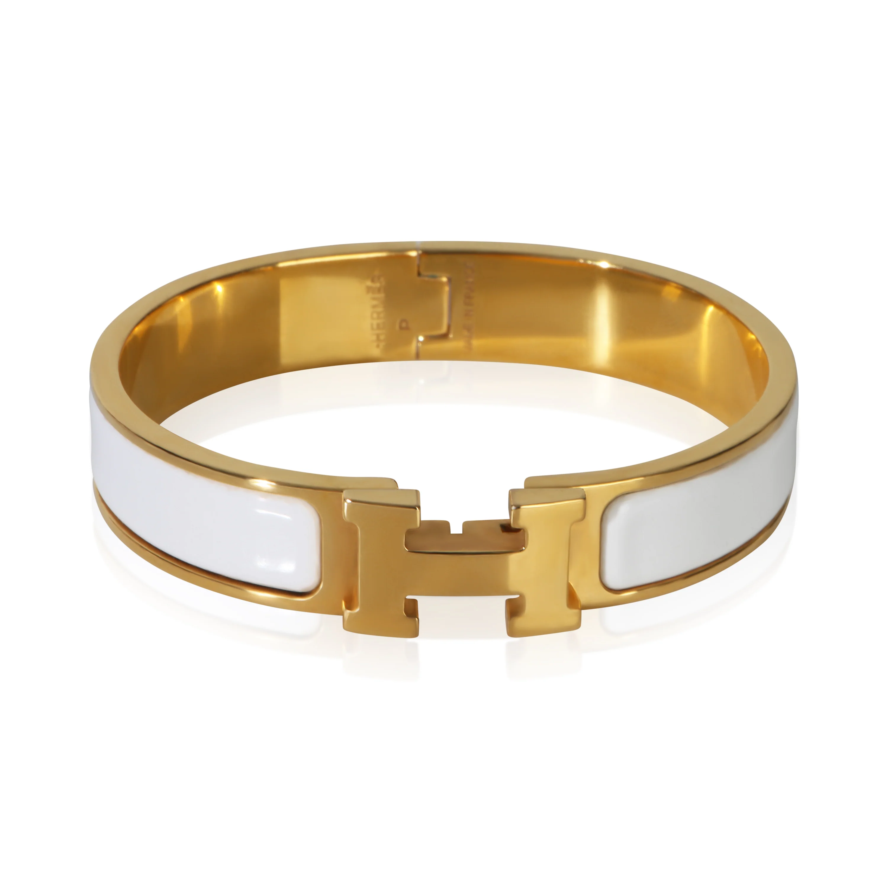Gold-Plated Clic H Bracelet In Blanc