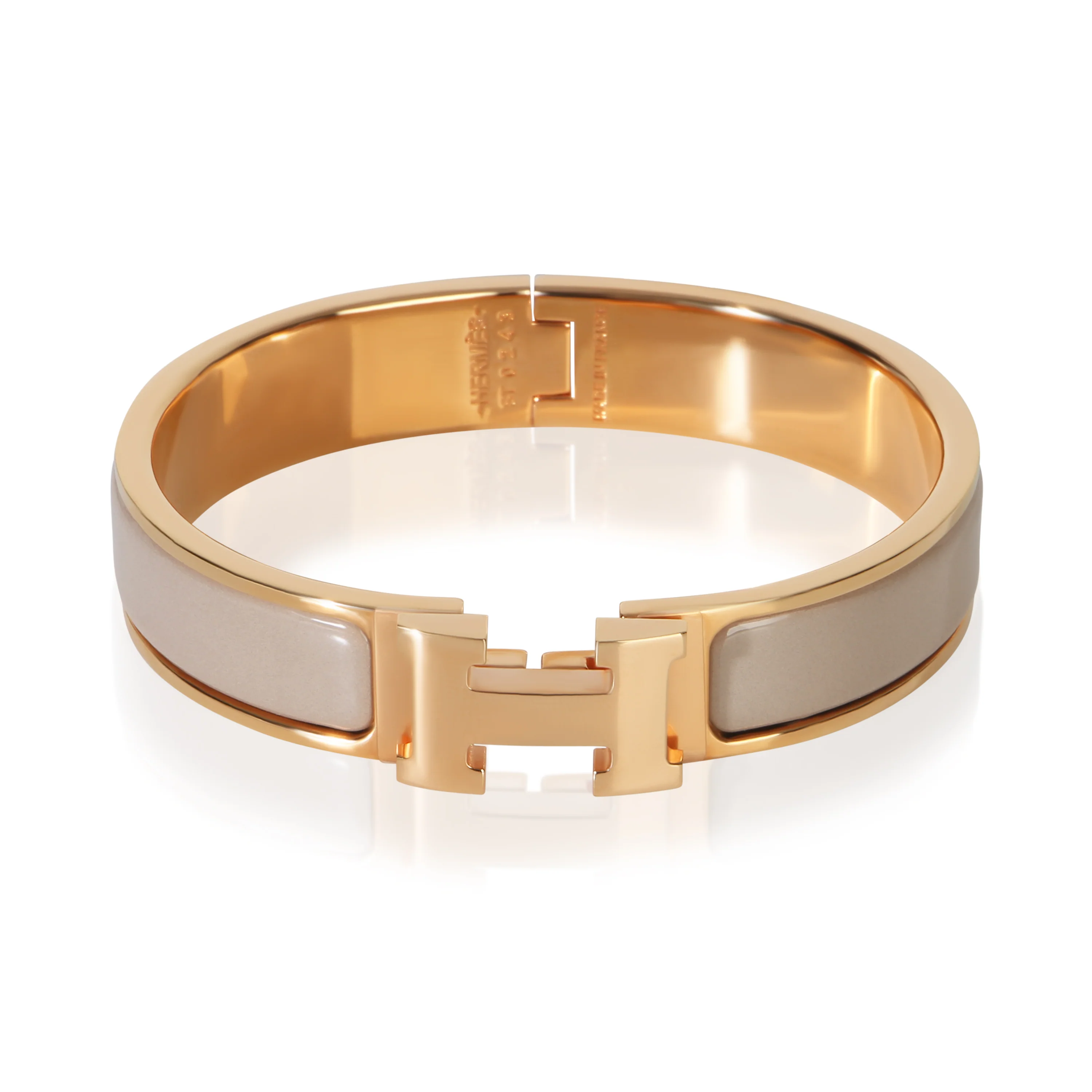 Gold-Plated  Clic H In Marron Glacé Bracelet