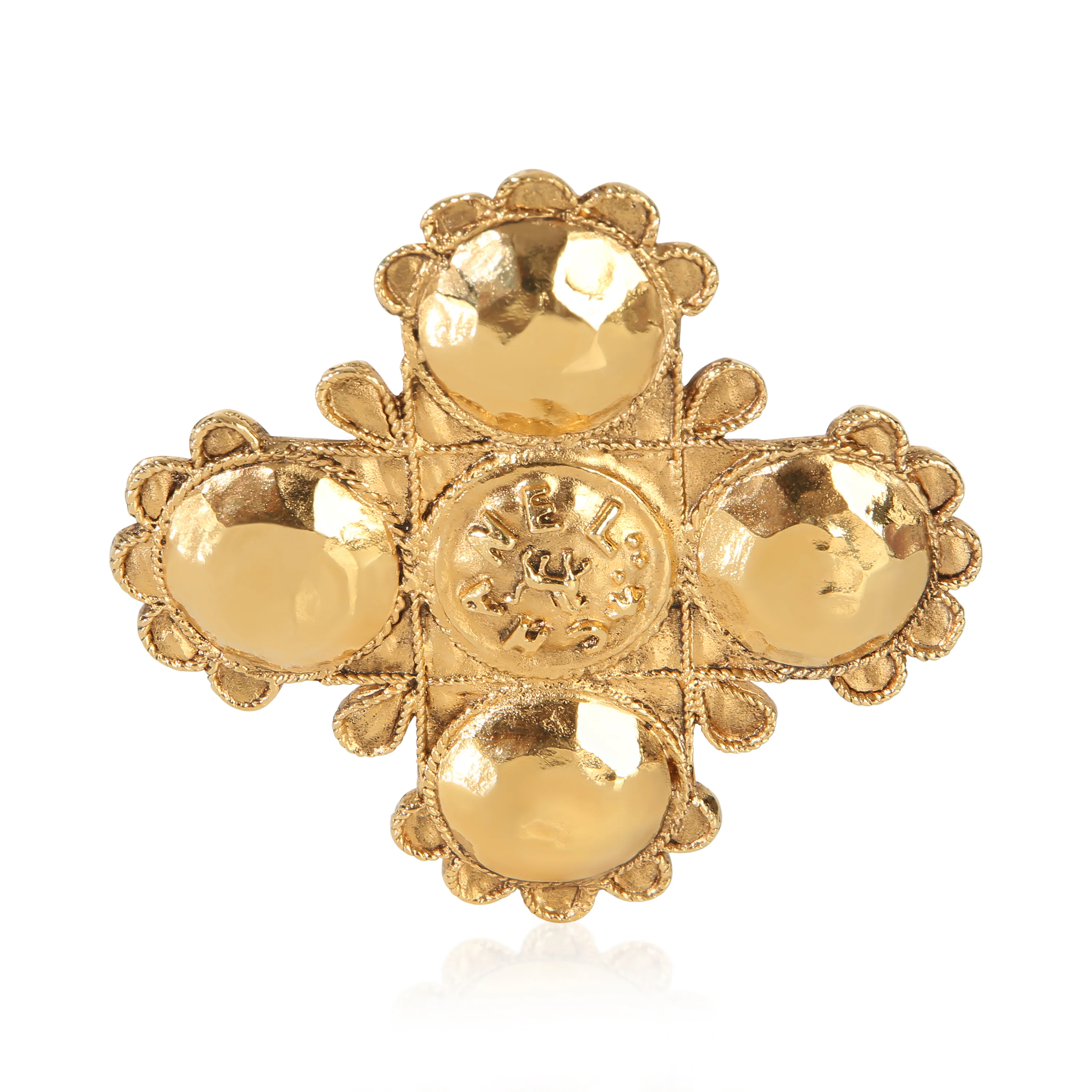 Gold-Plated  Vintage 1980s Cross Brooch
