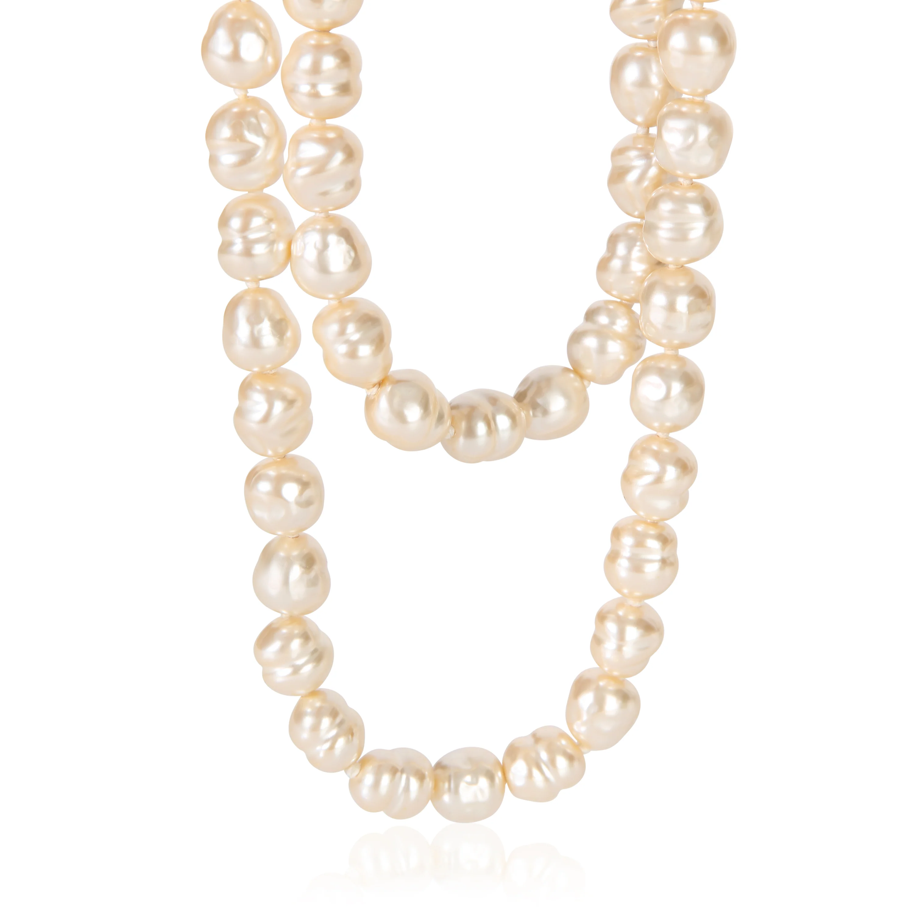 Gold-Plated  Vintage 1981 Faux Baroque Pearl Necklace