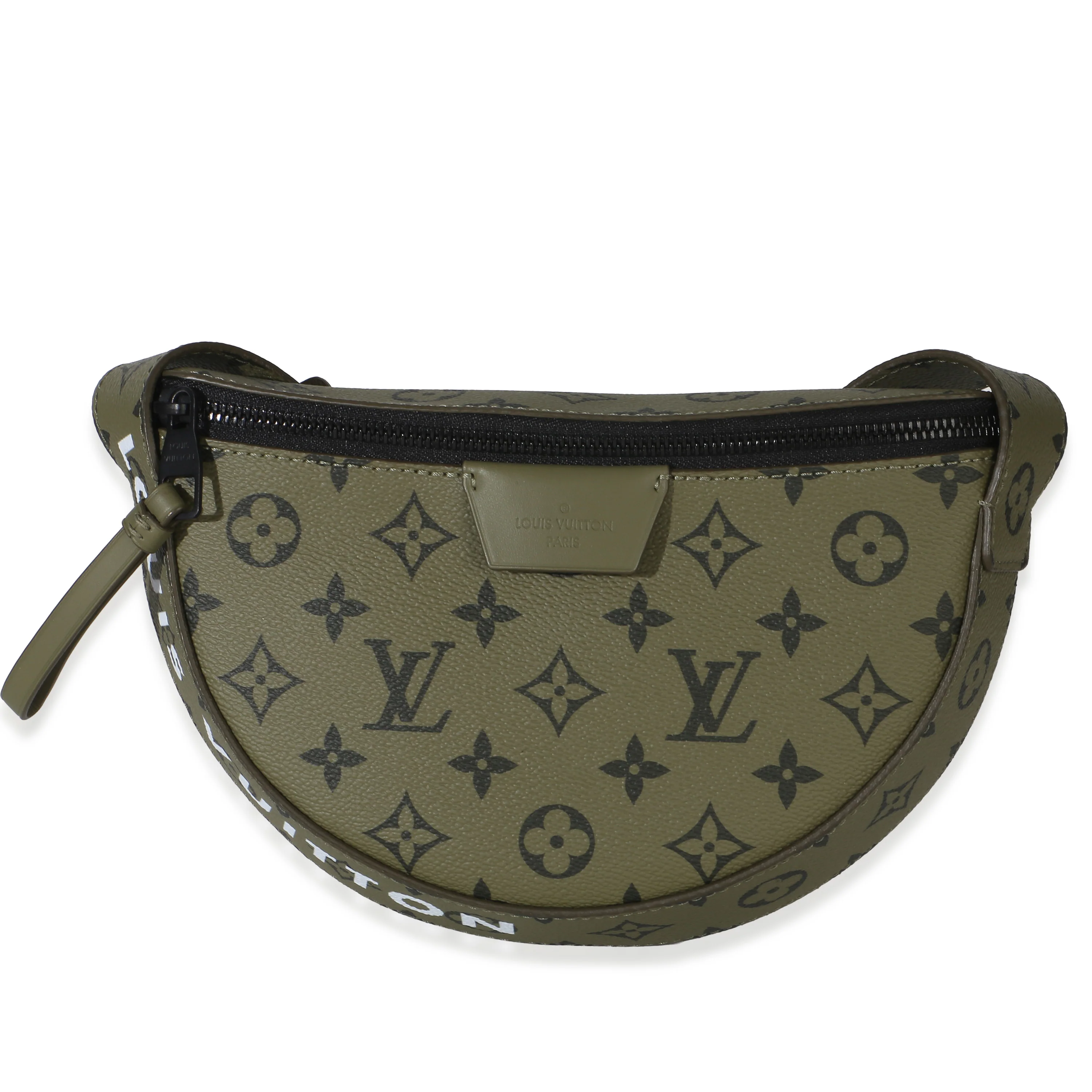 Green Khaki Monogram Canvas Moon Crossbody Bag