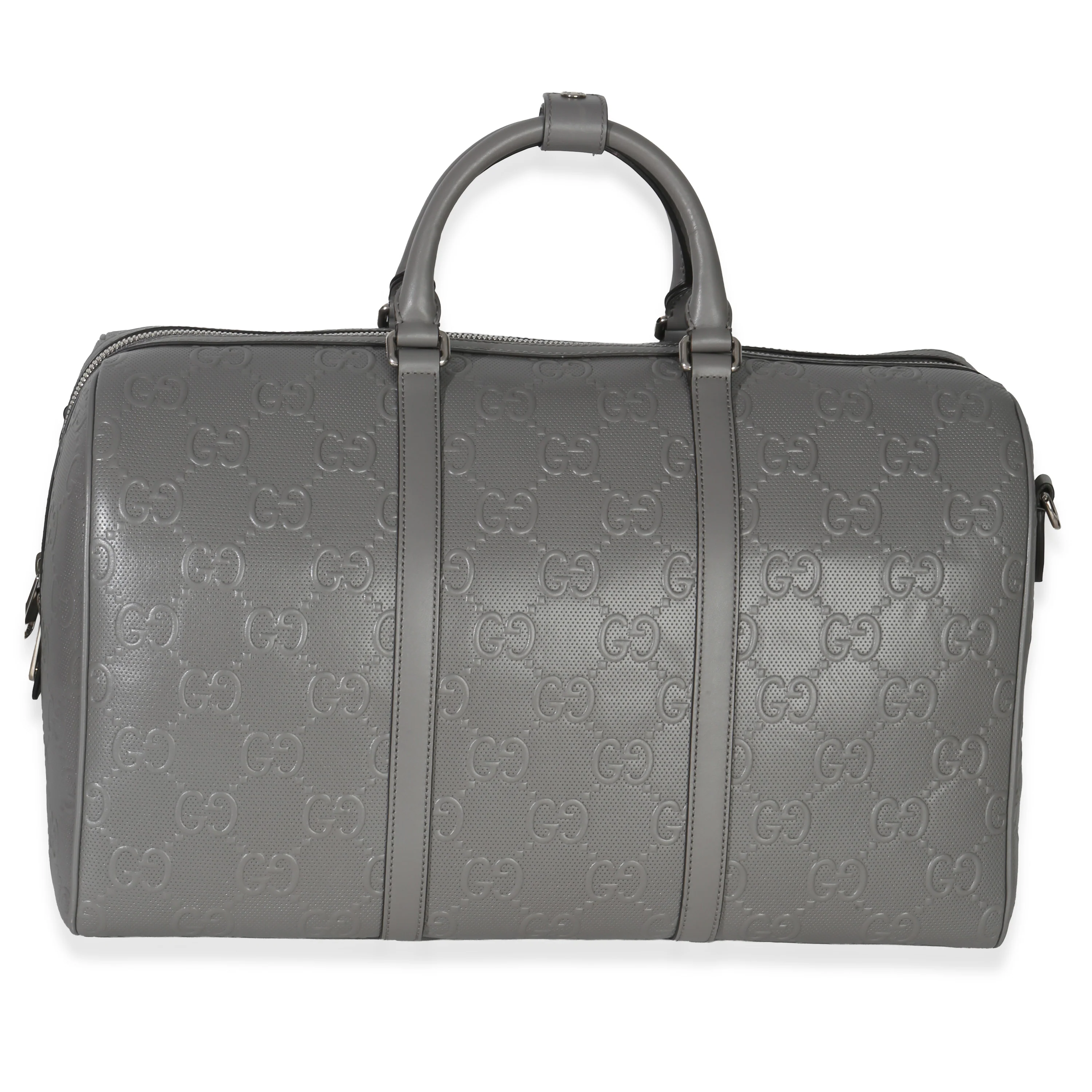 Grey Embossed Calfskin GG Tennis Medium Duffle Bag