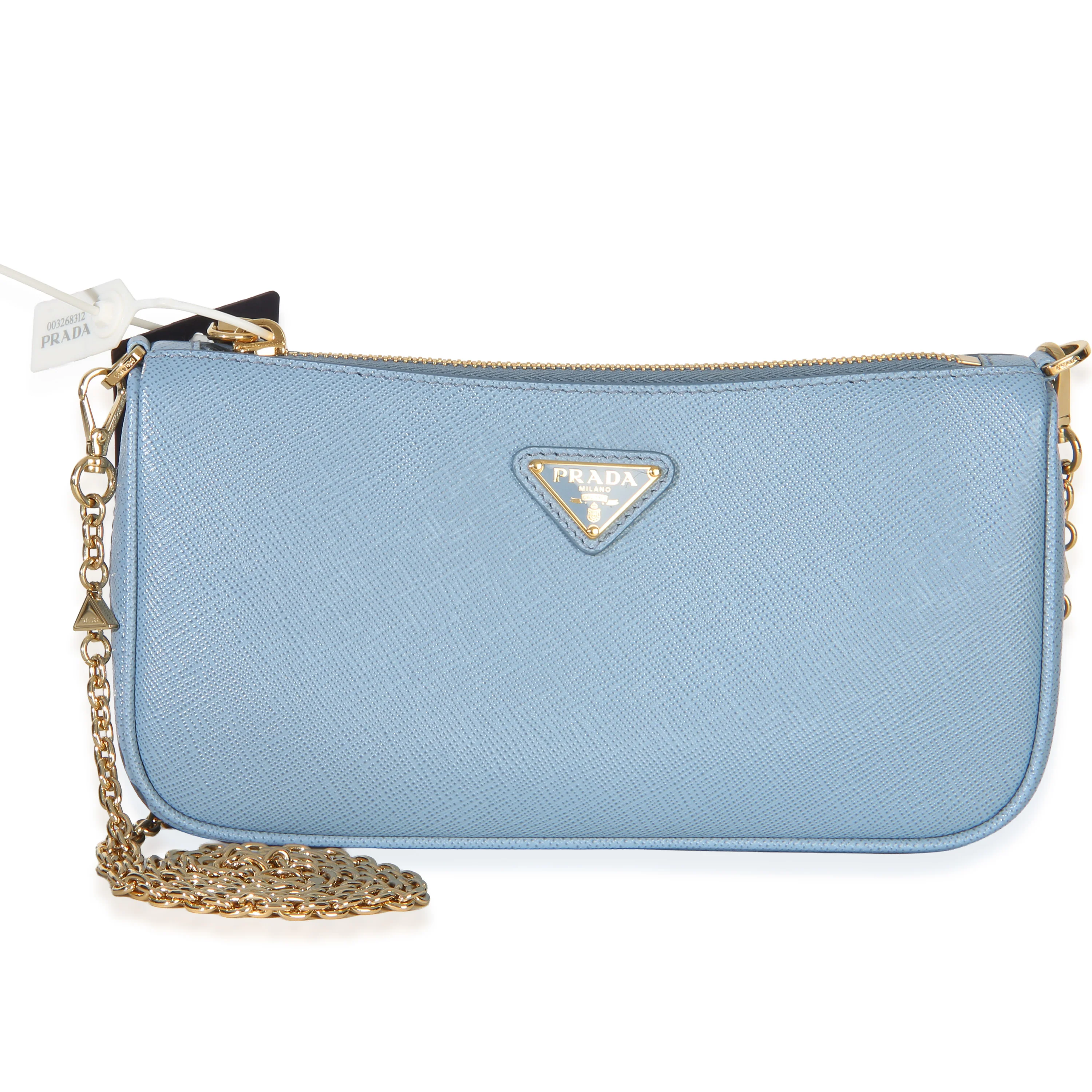 Light Blue Saffiano Mini Shoulder Bag