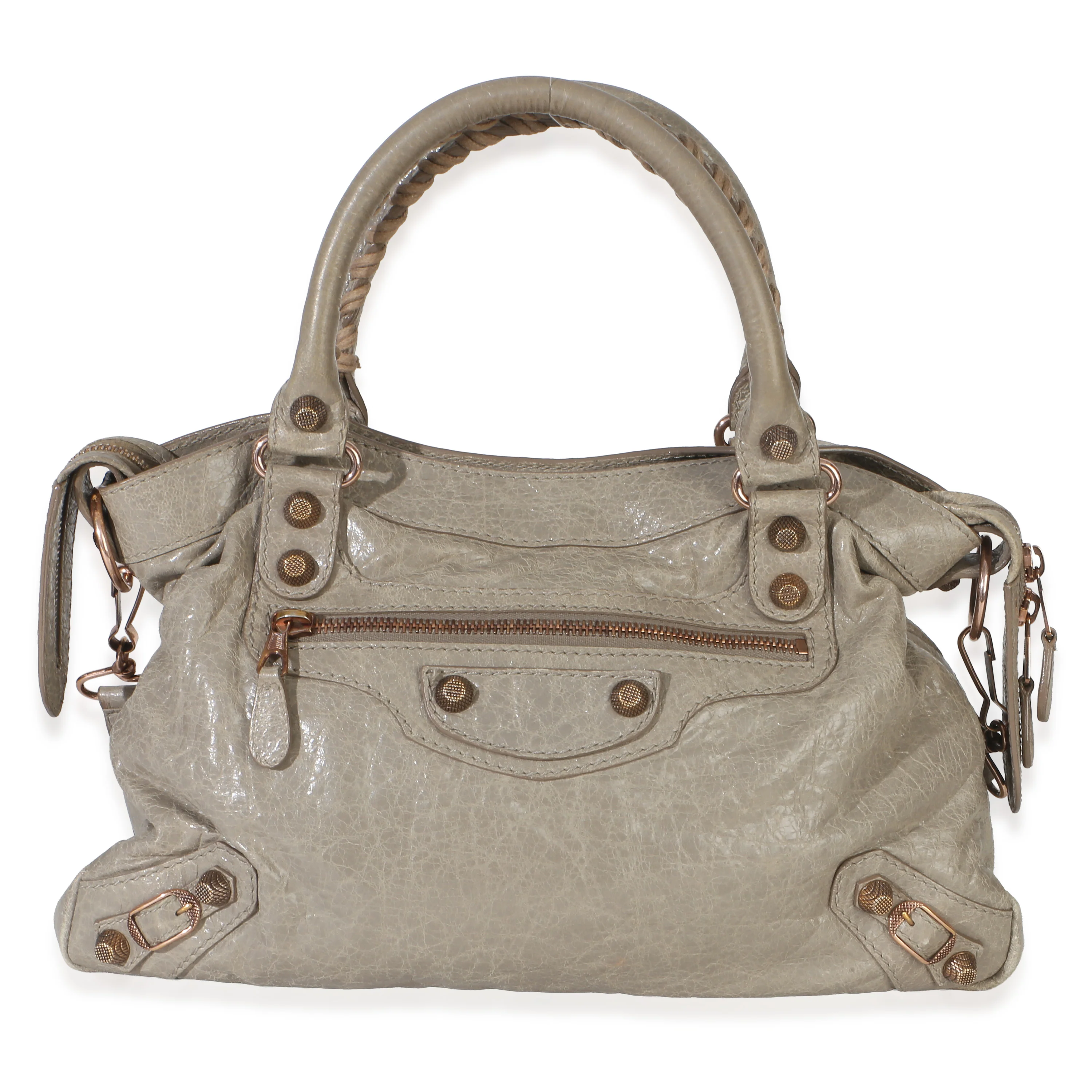 Light Grey Agneau Rose Gold Hardware Giant 12 Town Bag