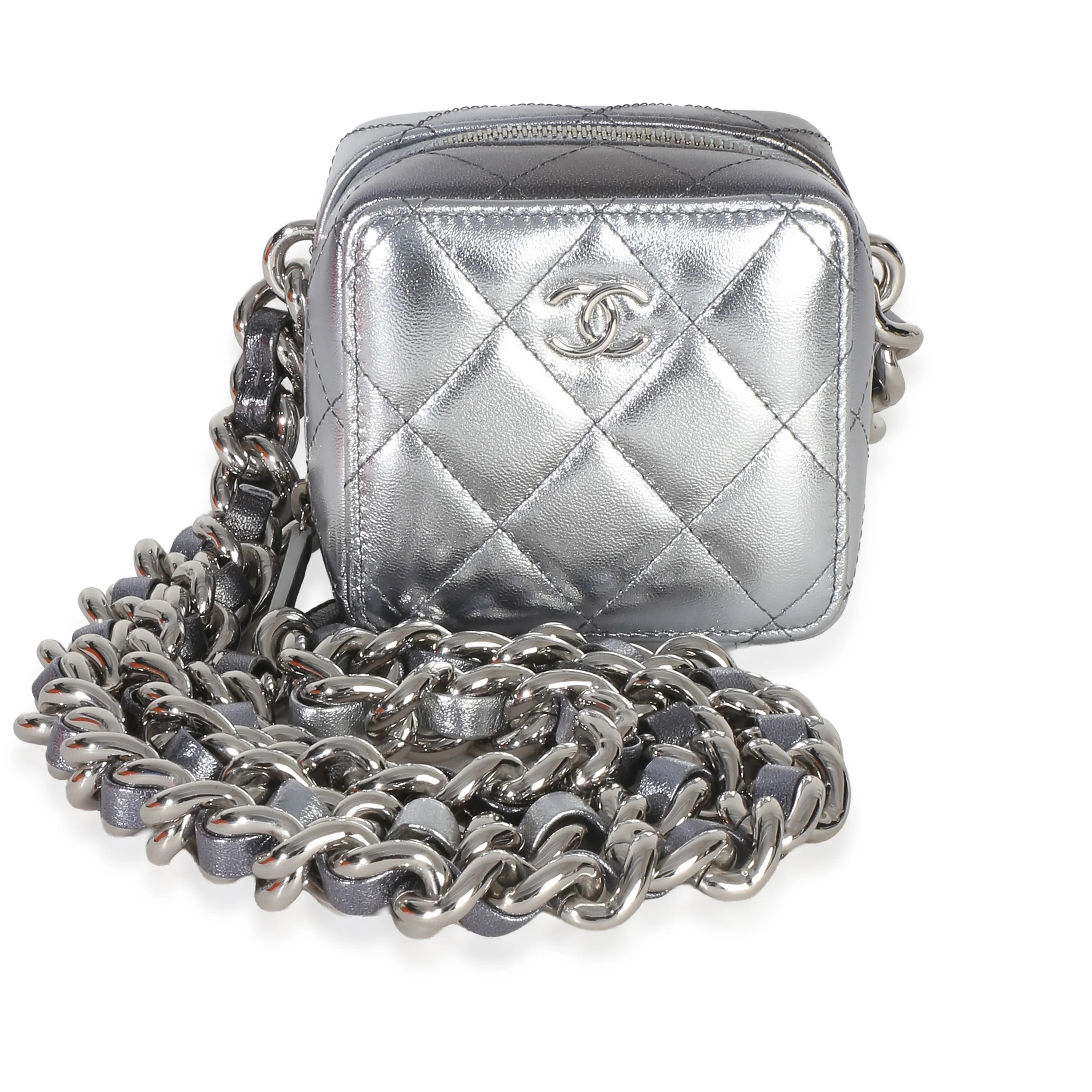 Metallic Quilted Lambskin Coco Punk Clutch With Chain