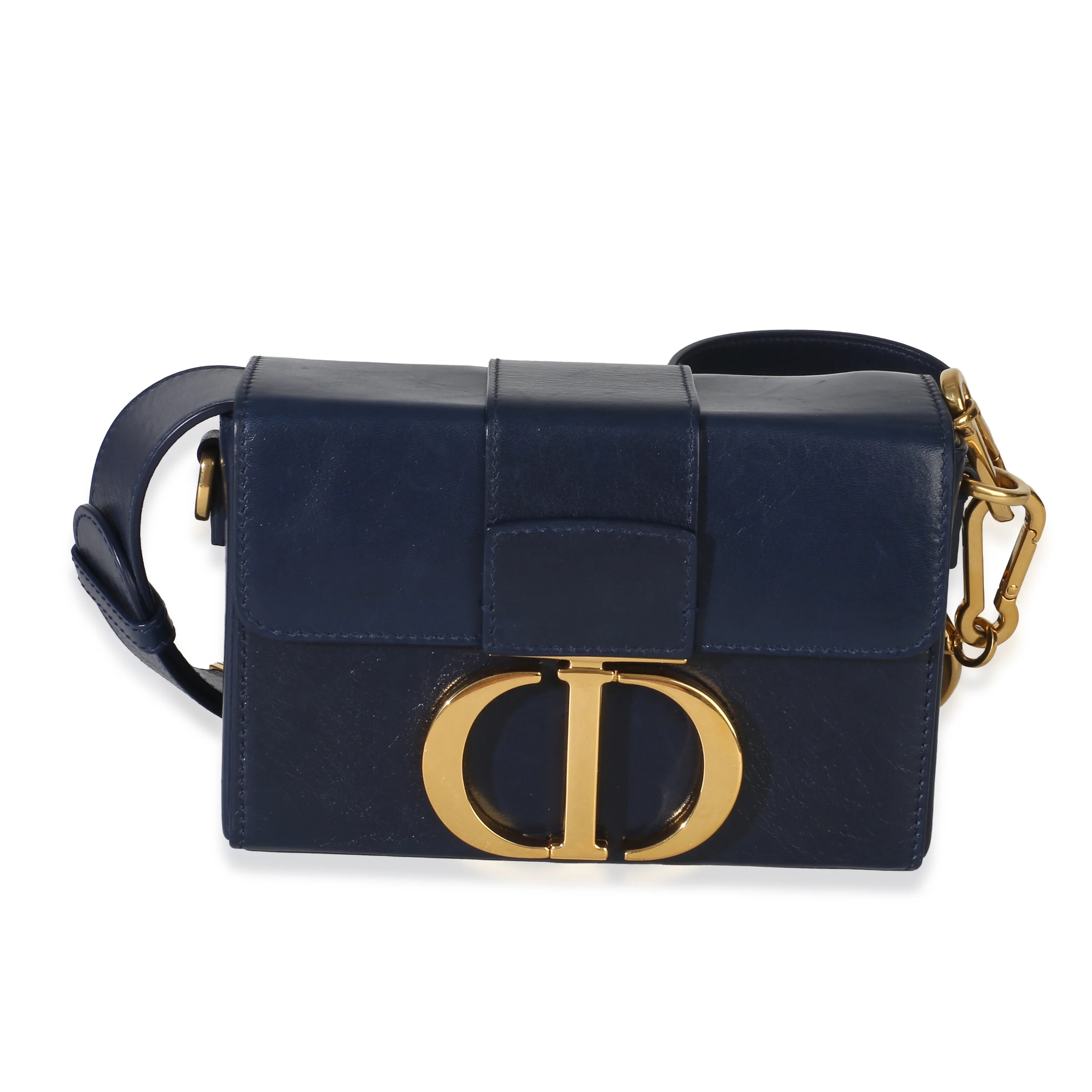 Navy Calfskin 30 Montaigne Box Bag