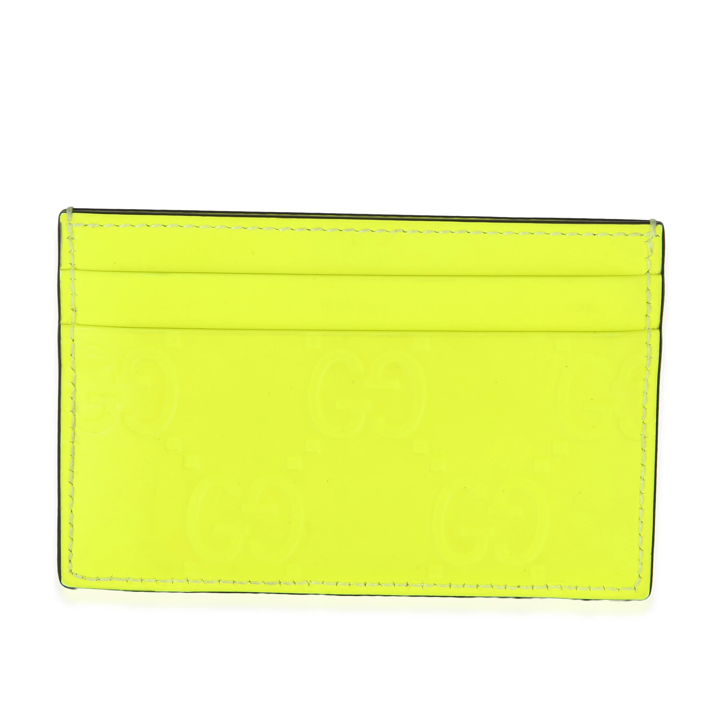 Neon Yellow Rubber Effect Monogram Card Holder