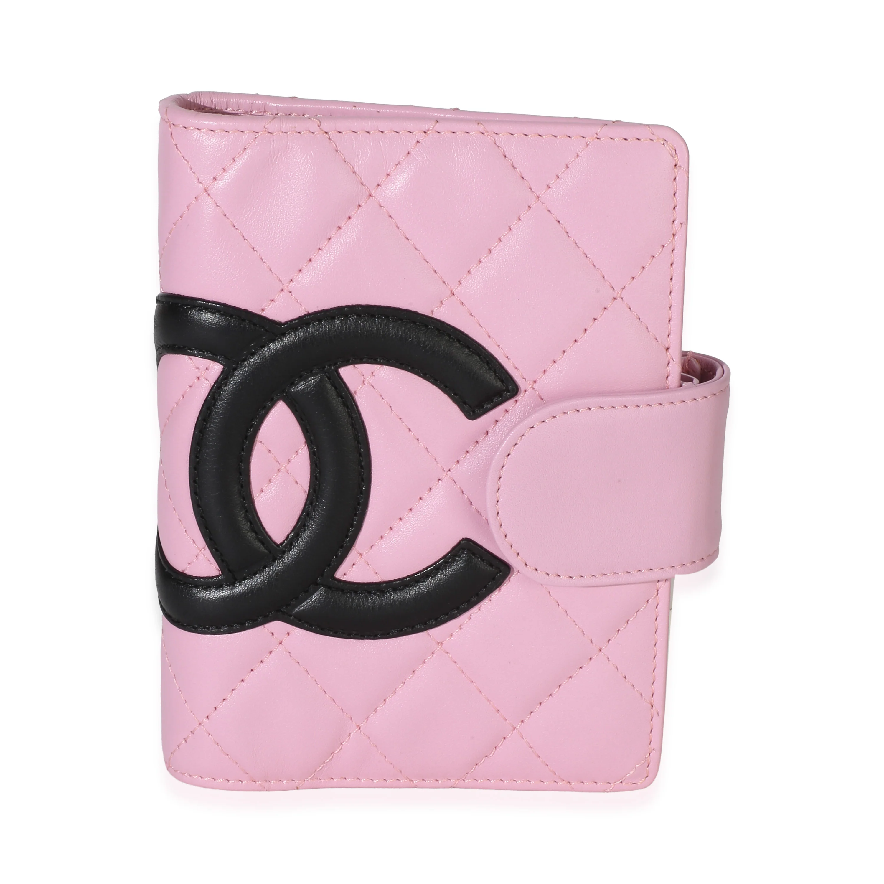 Pink Black Quilted Calfskin Small Cambon Agenda Planner