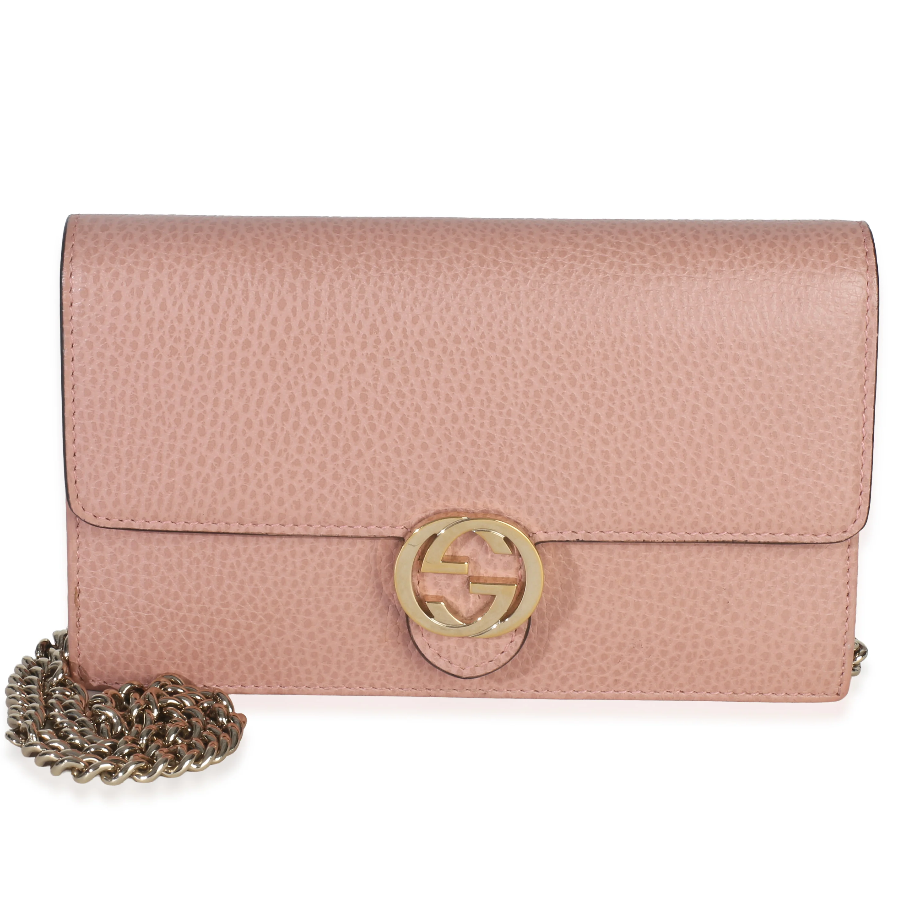 Pink Dollar Calfskin Interlocking G Wallet On Chain