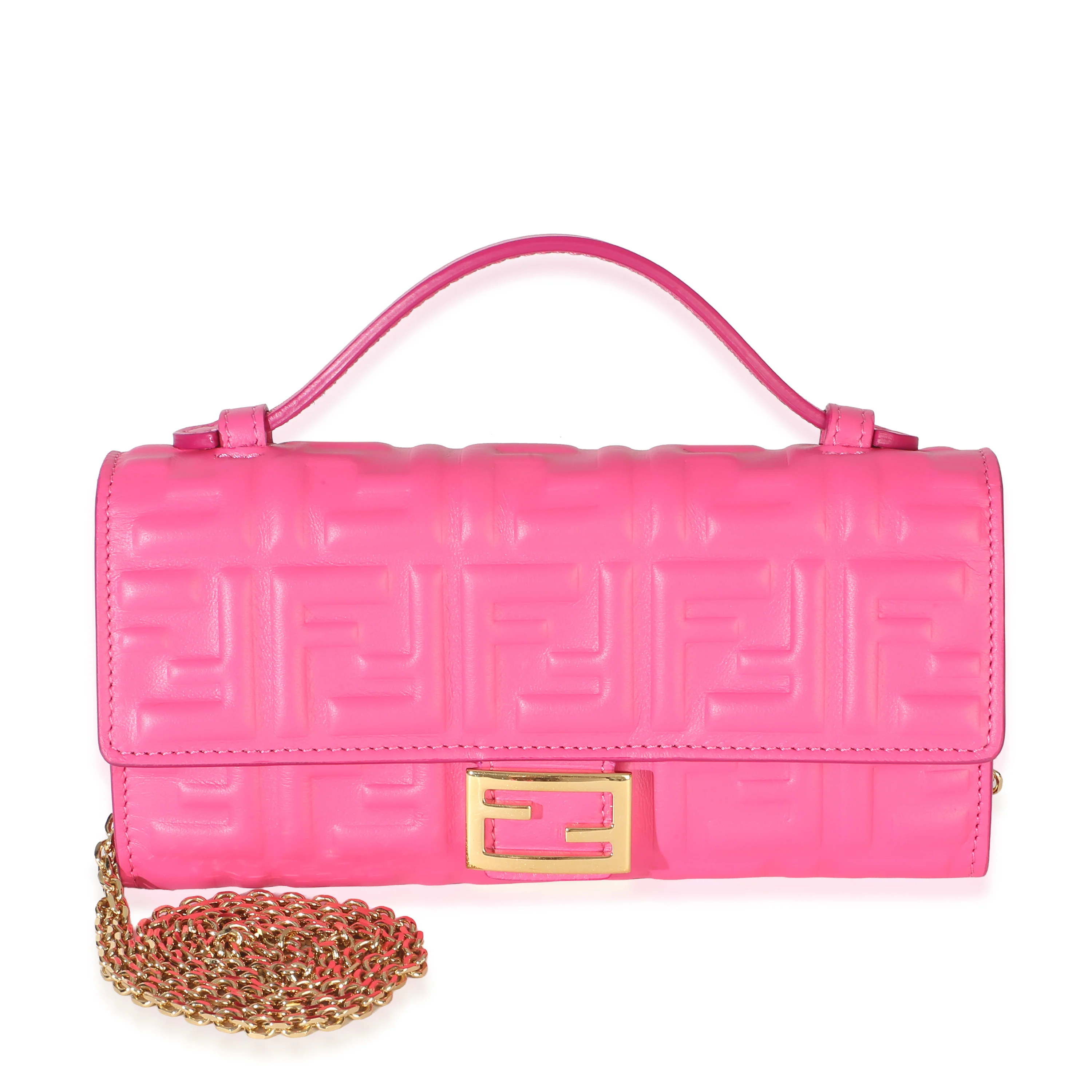 Pink Nappa FF 1974 Embossed Top Handle Chain Wallet