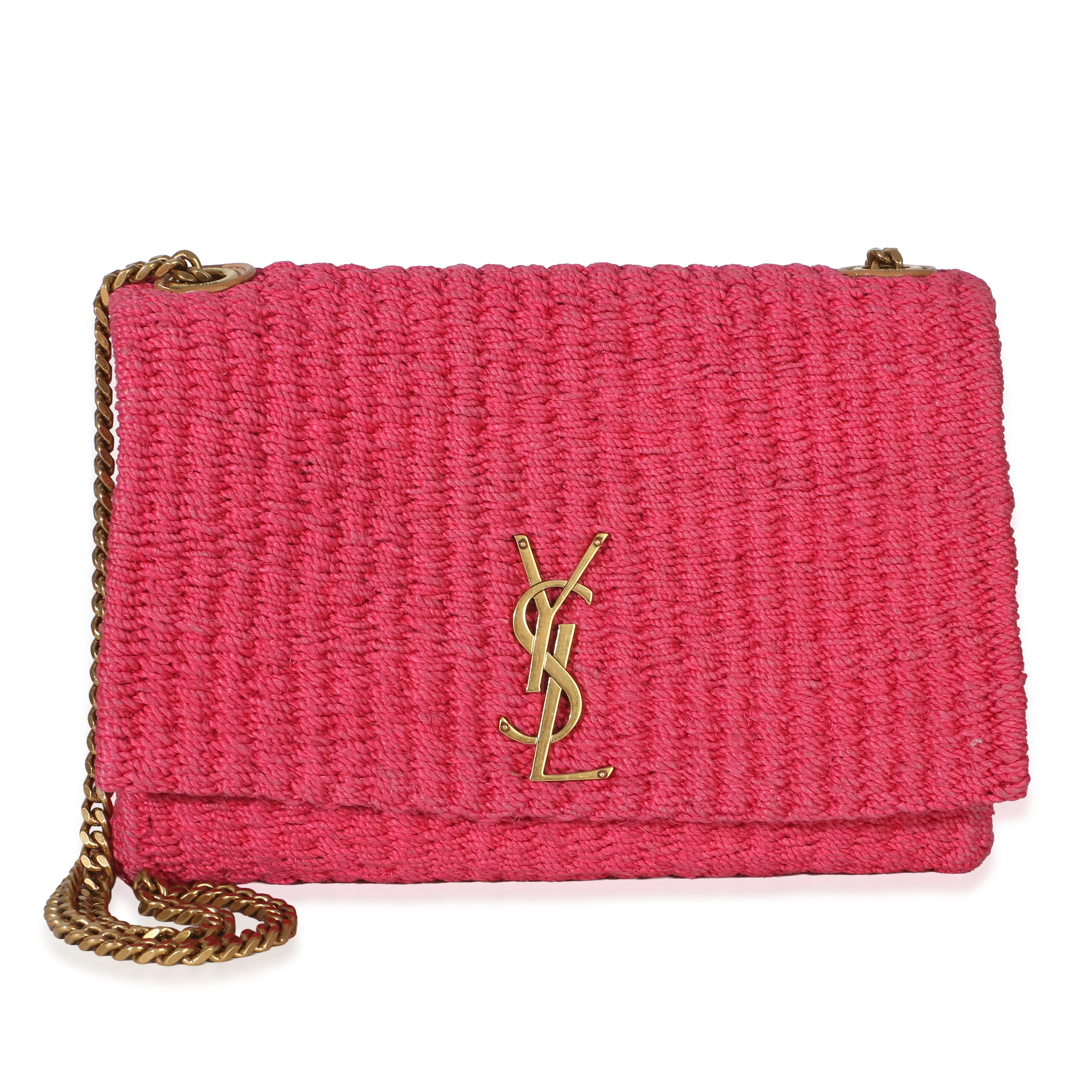 Pink Raffia Medium Kate Chain Bag
