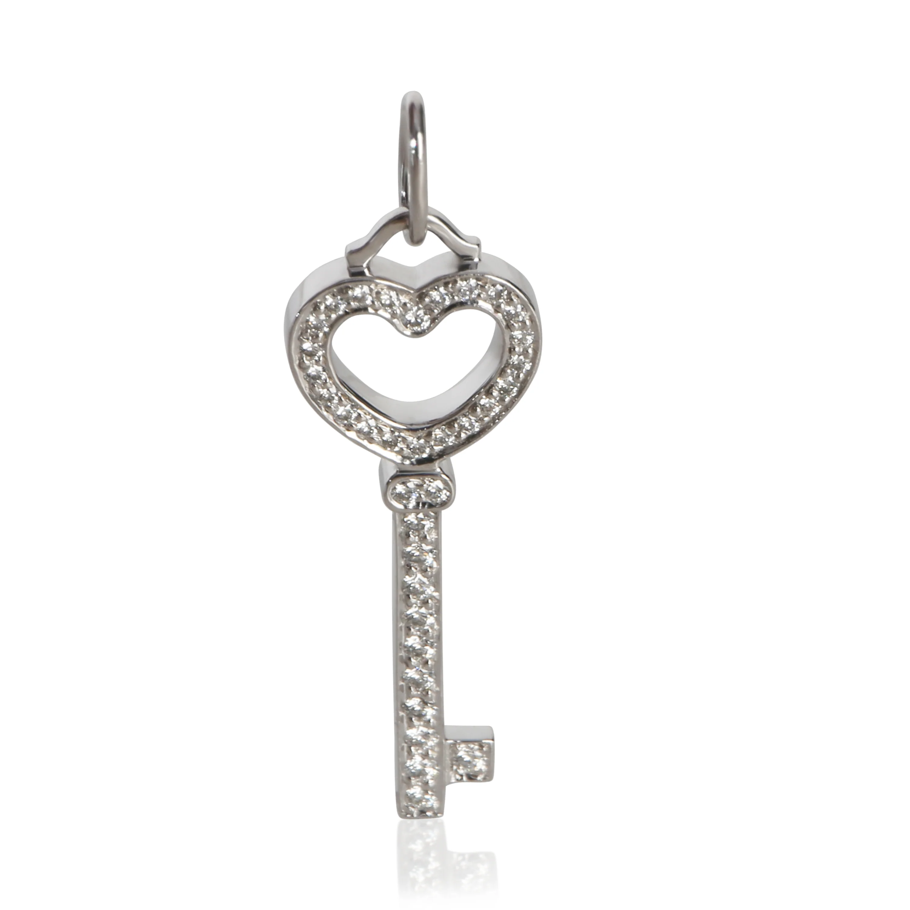 Platinum Diamond Mini Heart Key Pendant
