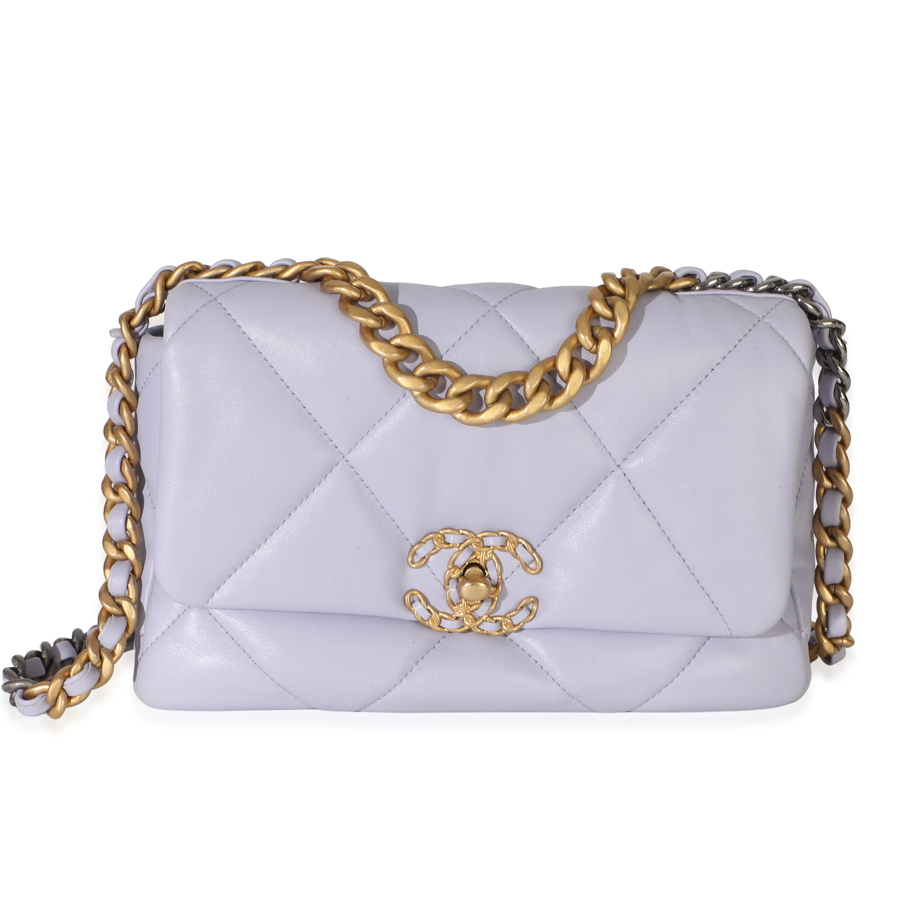 Purple Calfskin Small 19 Flap Bag