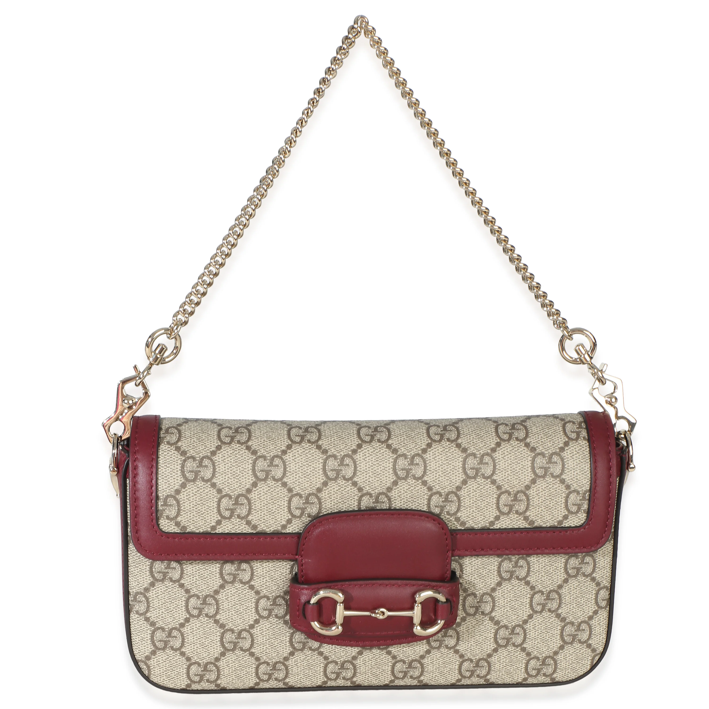 Red Beige Calfskin GG Supreme Soft Horsebit Small Shoulder Bag