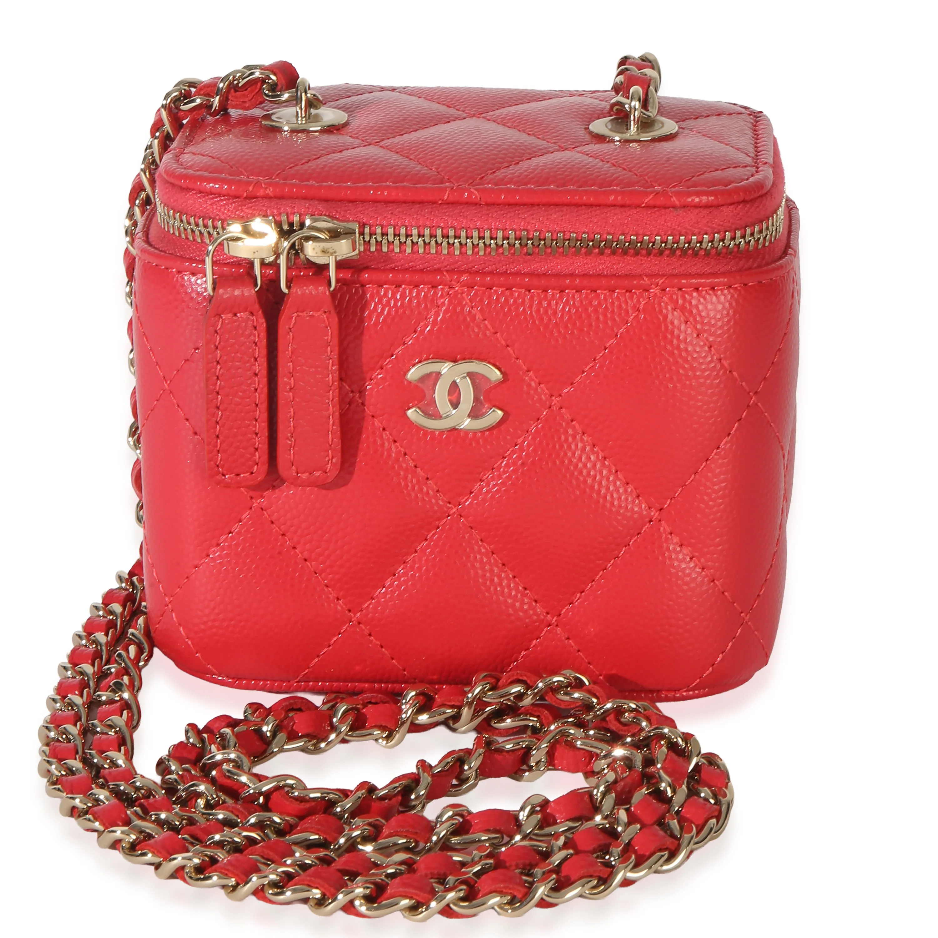 Red Quilted Caviar Mini Vanity Case