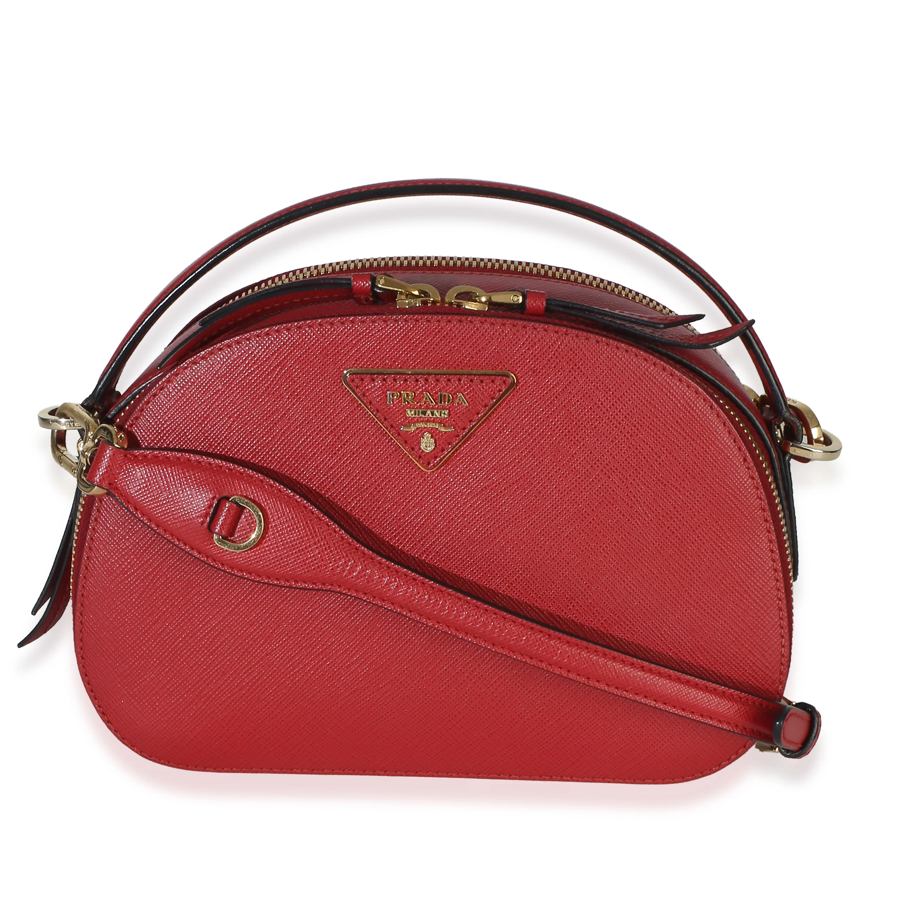 Red Saffiano Lux Small Odette Top Handle Bag