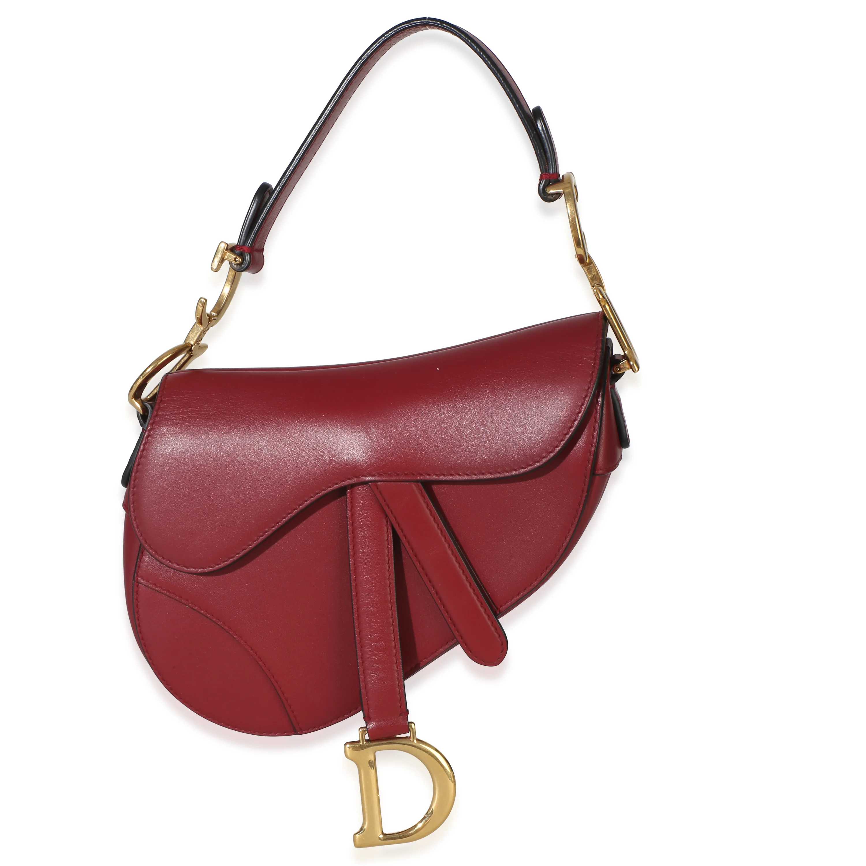 Red Smooth Calfskin Mini Saddle Bag