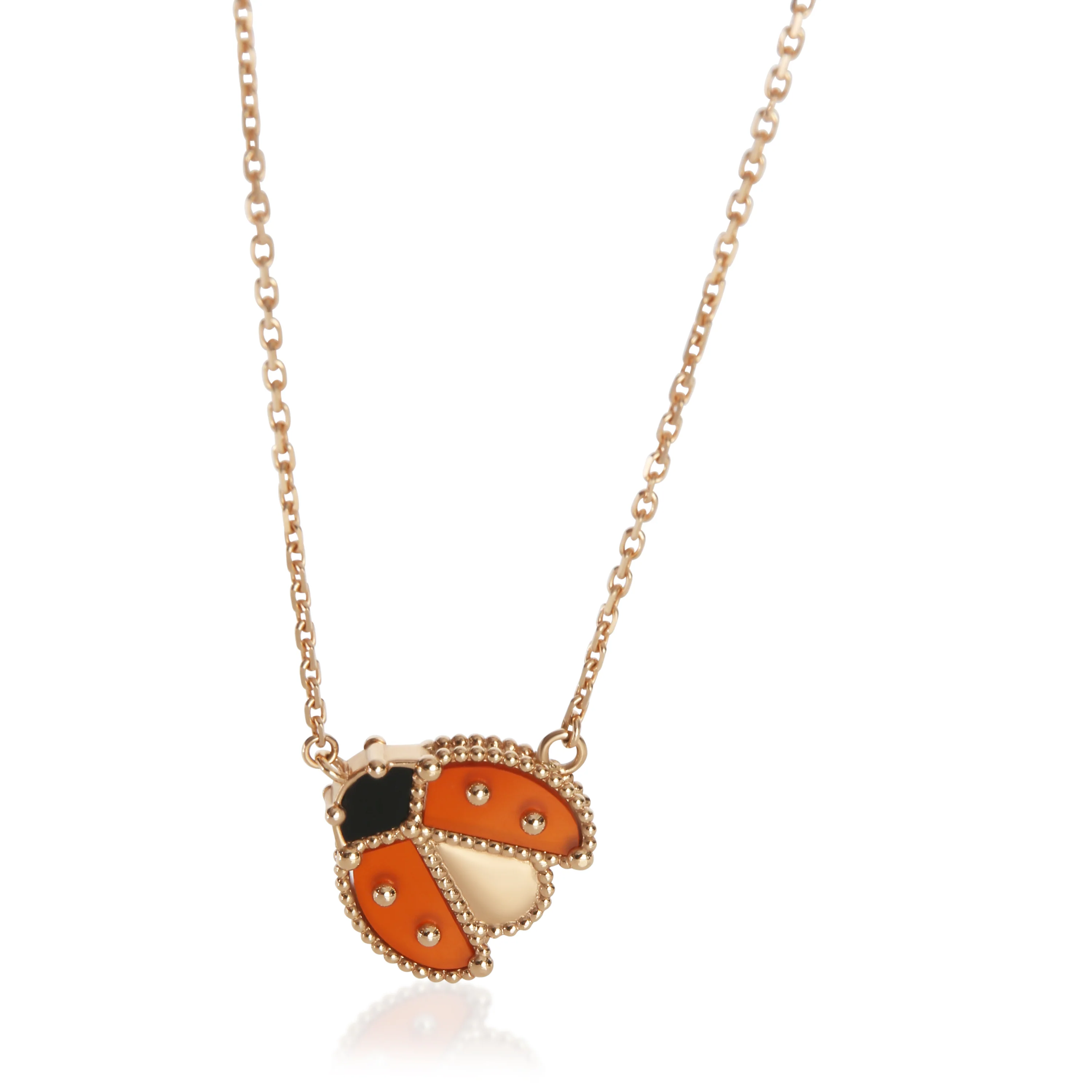 Rose Gold Carnelian and Onyx Lucky Spring Pendant