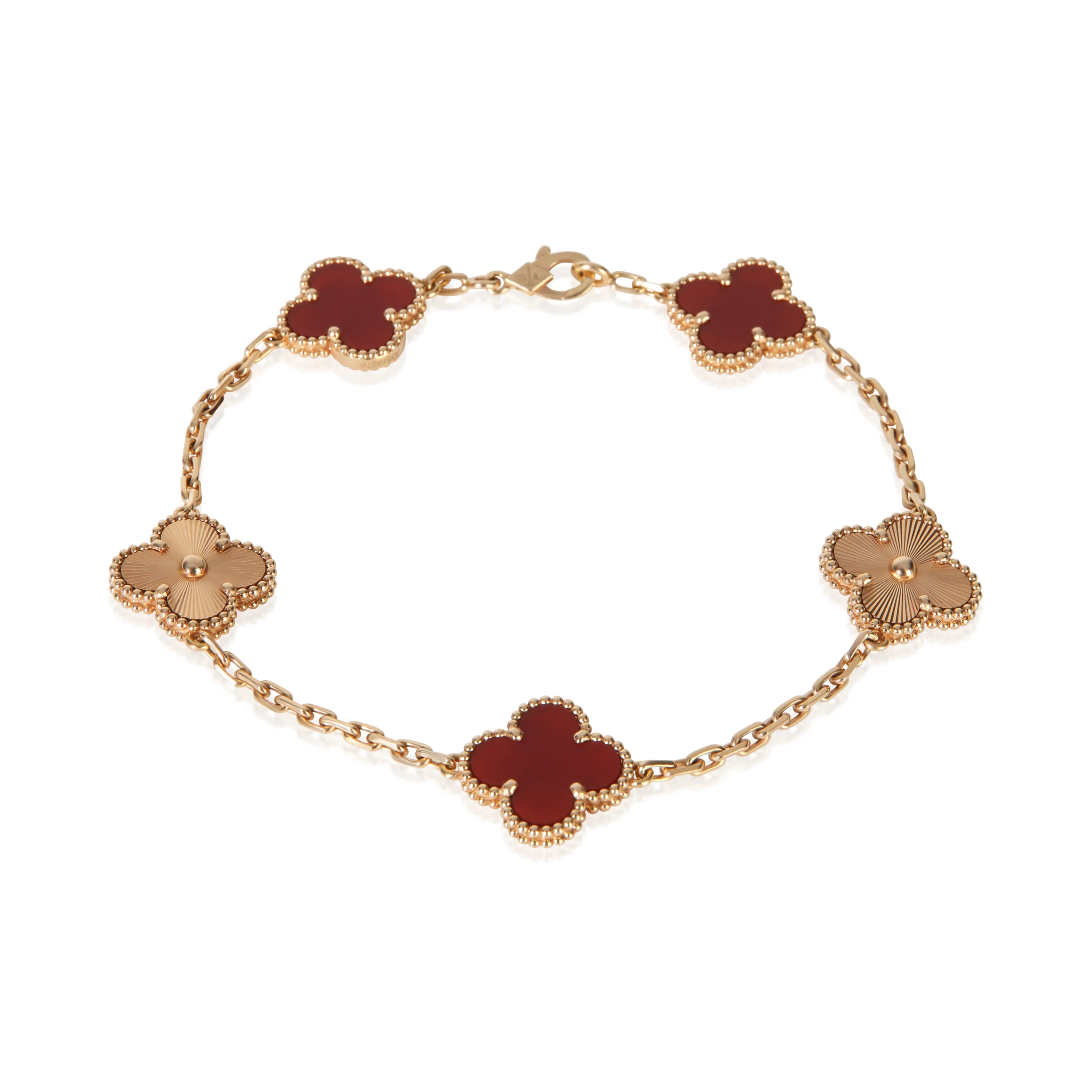 Rose Gold Carnelian Vintage Alhambra Bracelet