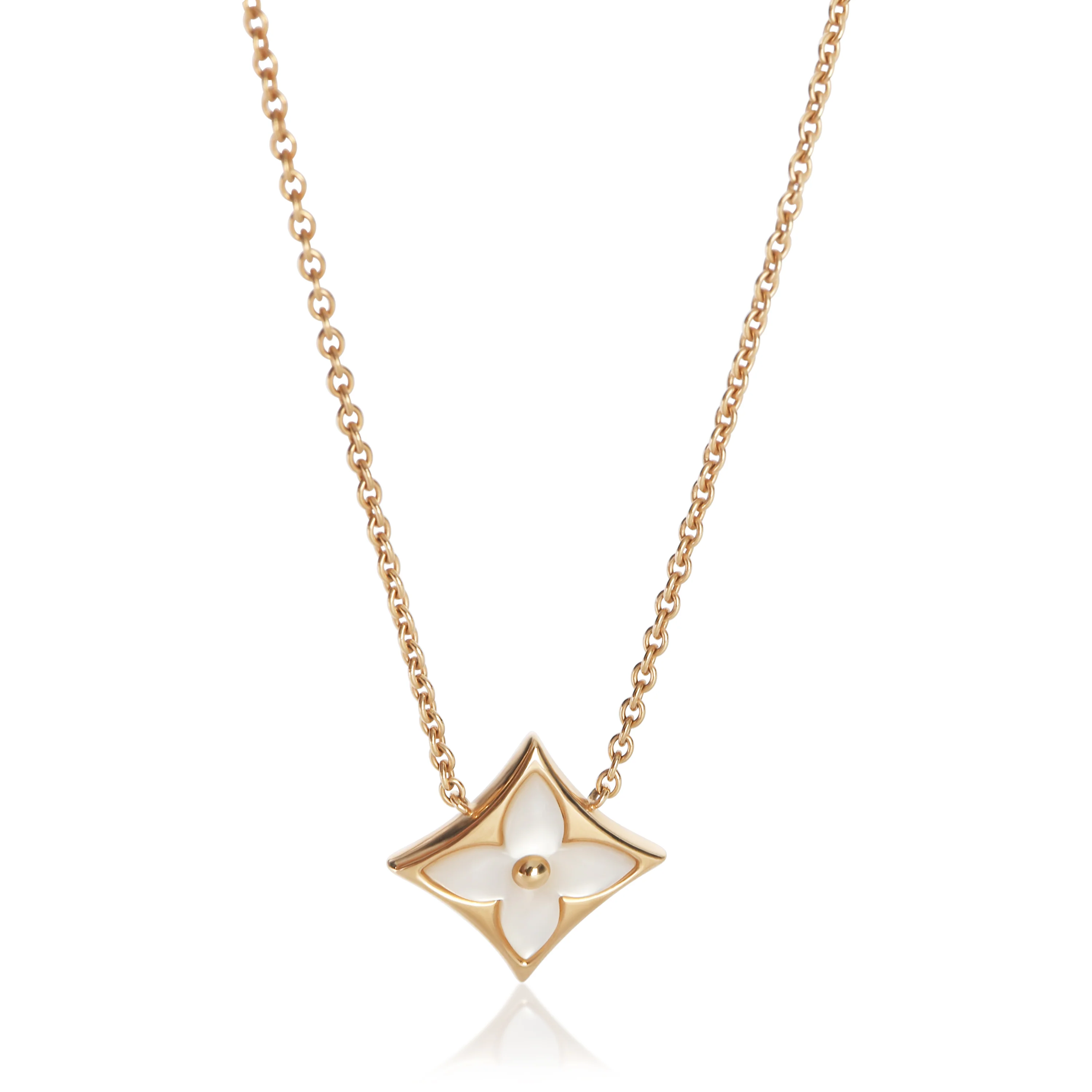 Rose Gold Mother Of Pearl Color Blossom Star Pendant