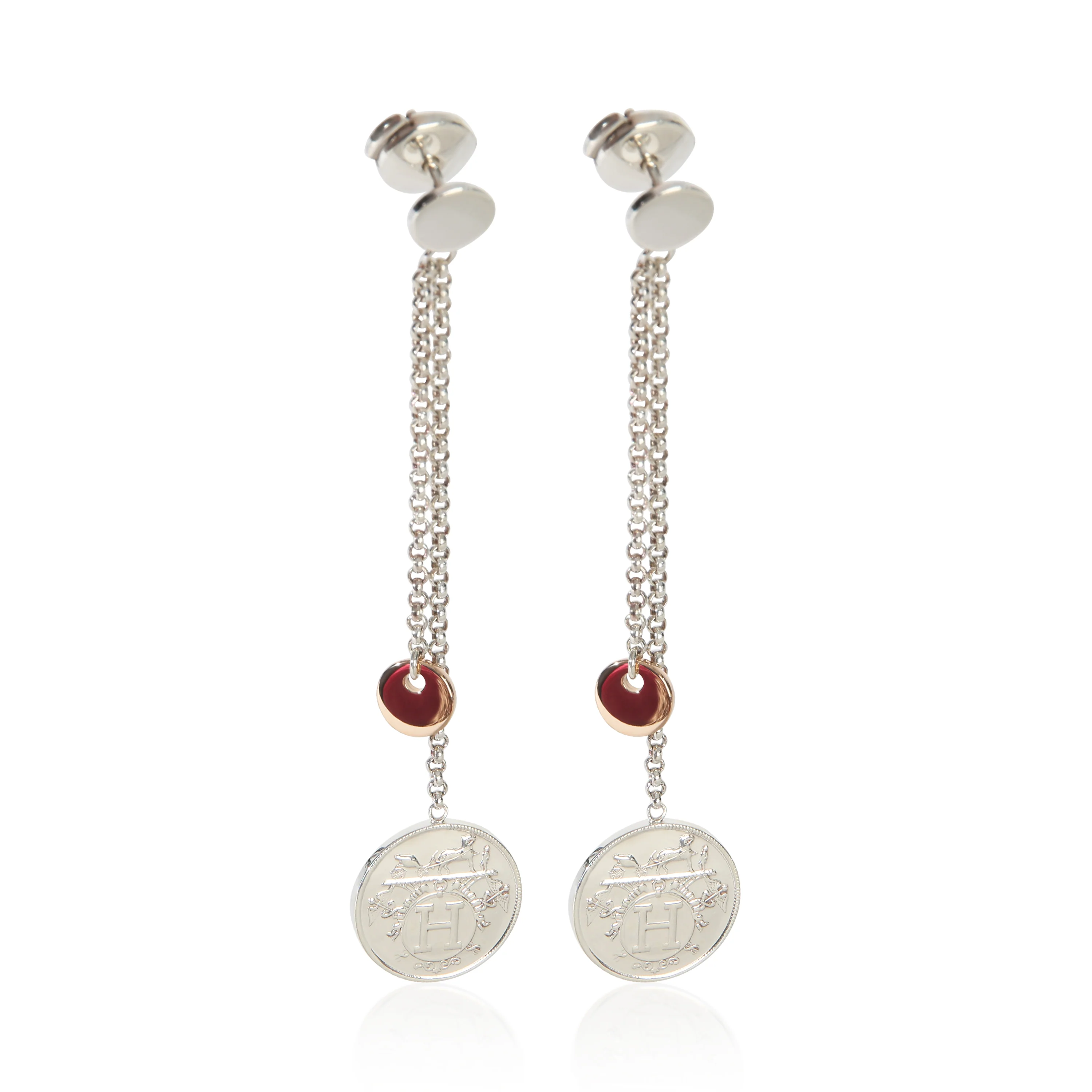 Rose Gold & Sterling Silver  Ex-Libris Drop Earrings
