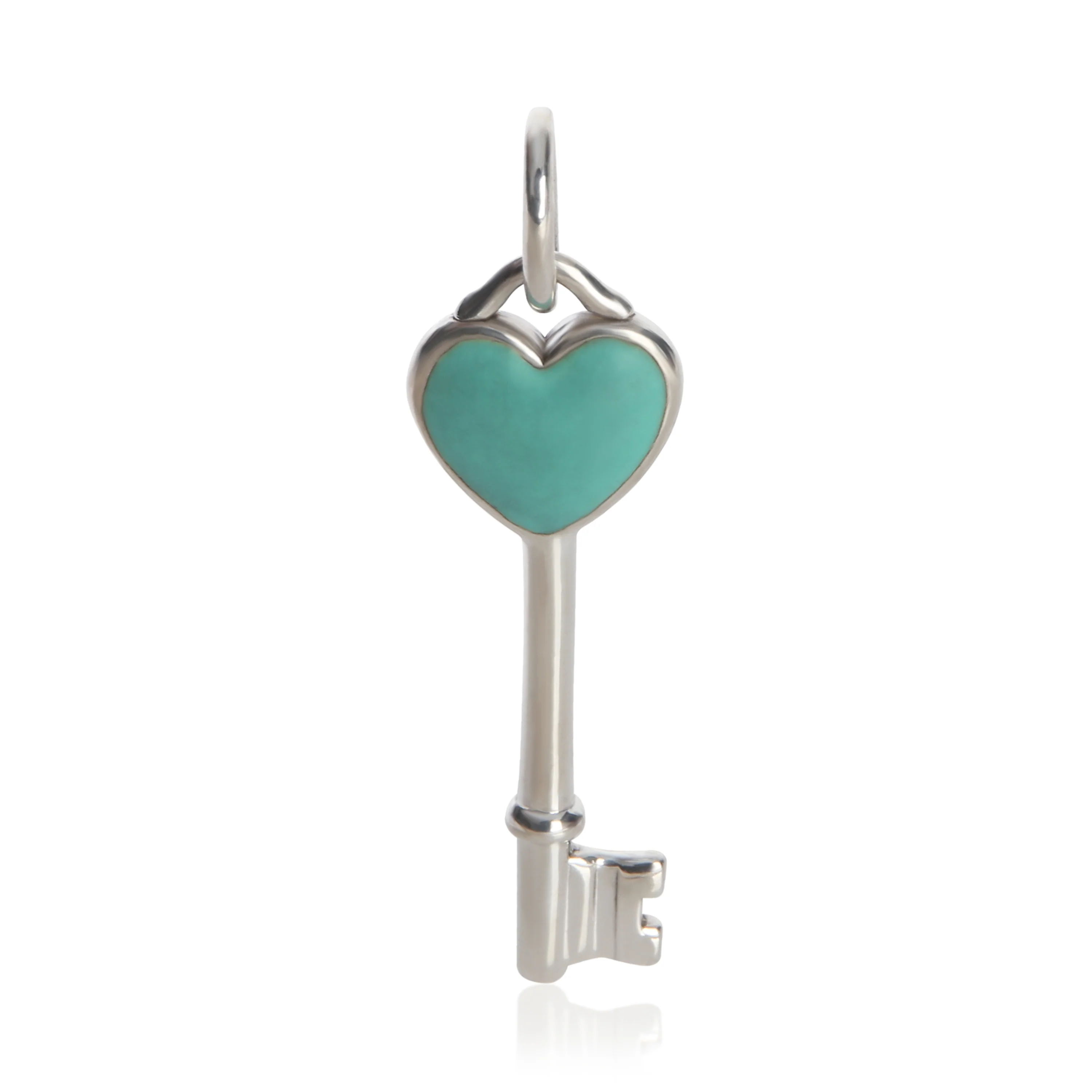 Sterling Silver  Blue Enamel Heart Key Pendant